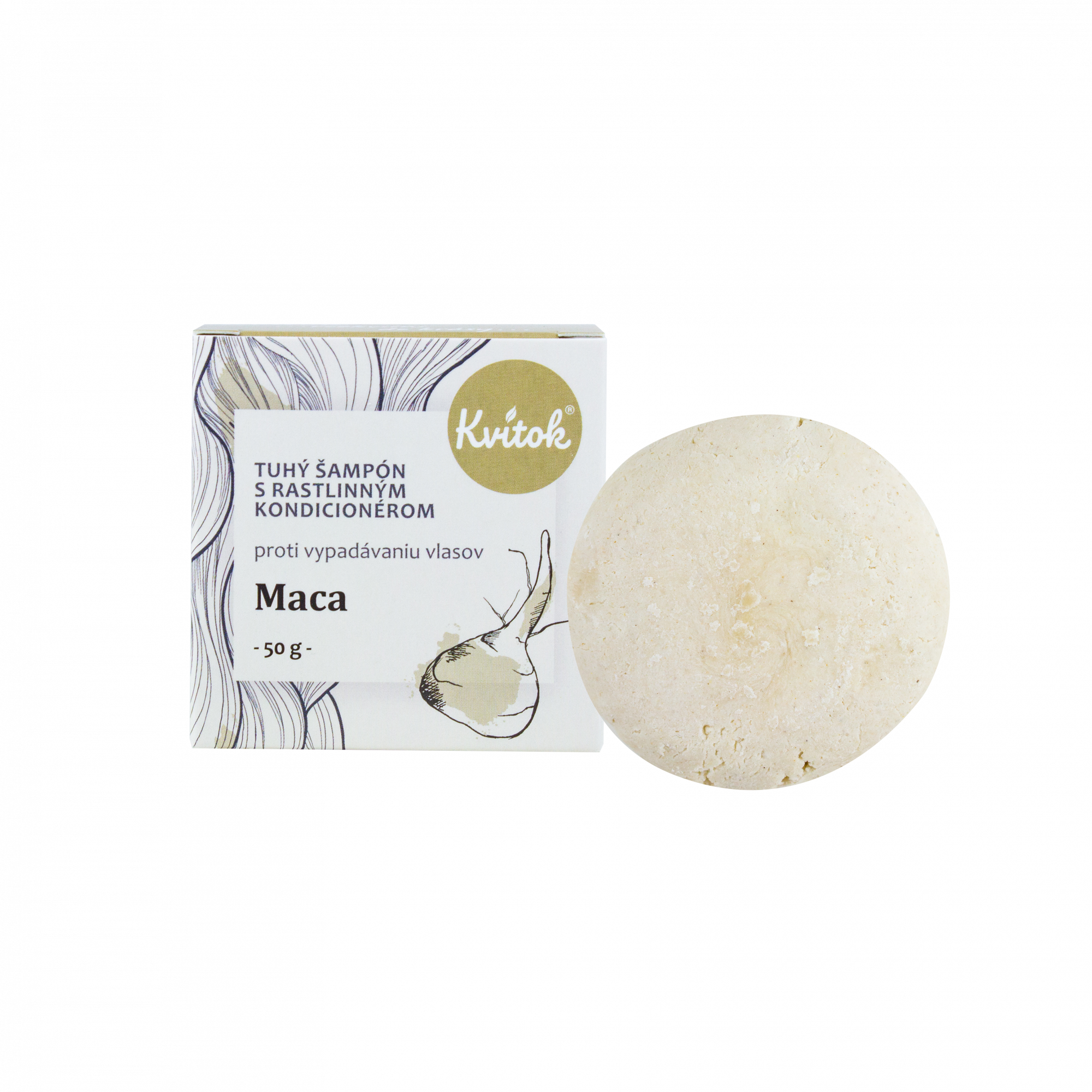 Kvitok Tuhý šampon s kondicionérem Maca - 50 g - stimuluje růst vlasů Kvitok