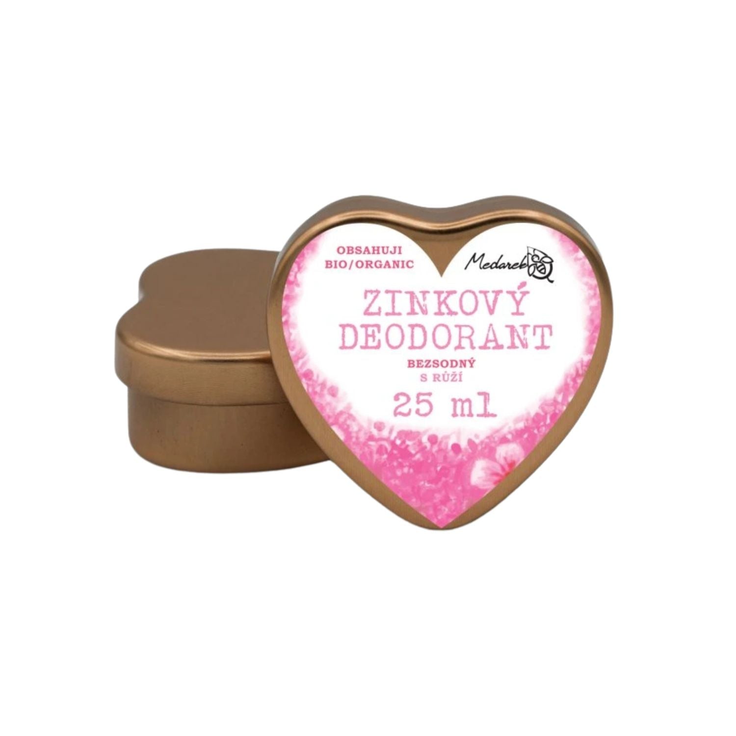 Medarek Krémový deodorant zinkový bez sody - Růže - srdíčko (25 ml) - vhodné i pro děti od 6 let Medarek