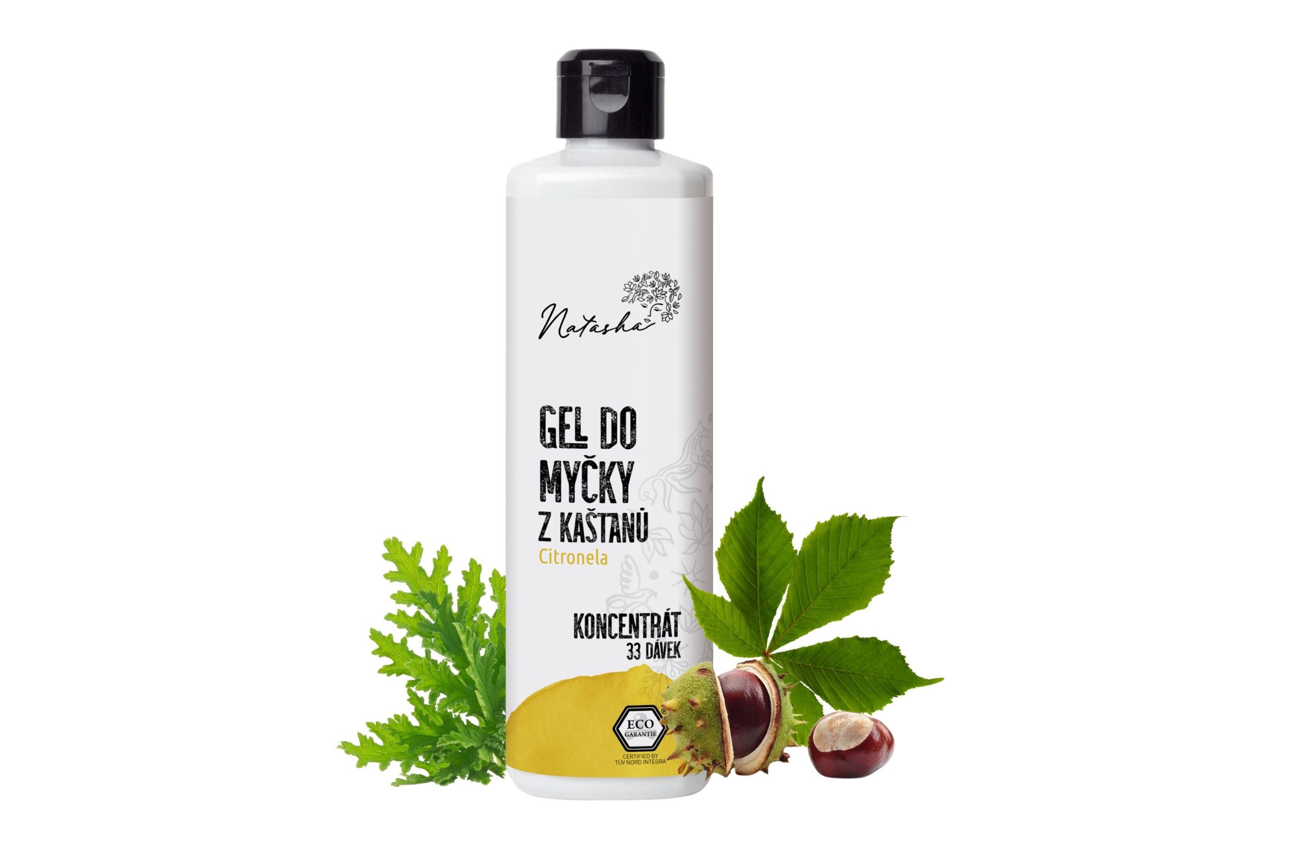 Natasha Gel do myčky z kaštanů Citronela - koncentrát (500 ml) - 33 mycích cyklů v 500 ml Natasha