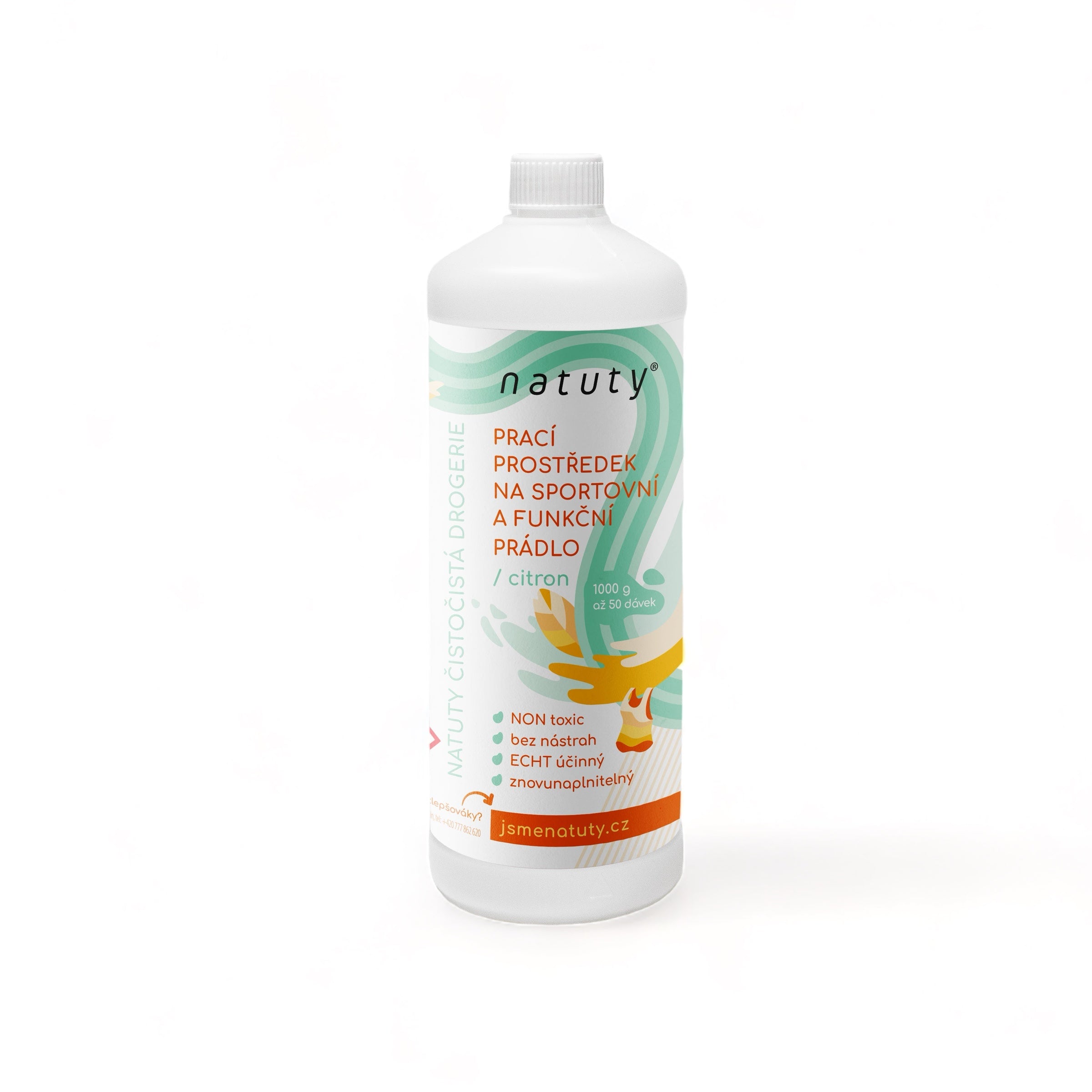 Natuty Prací gel na sportovní a funkční prádlo s vůní citronu (1 l) - 33 pracích dávek v 1 litru Natuty