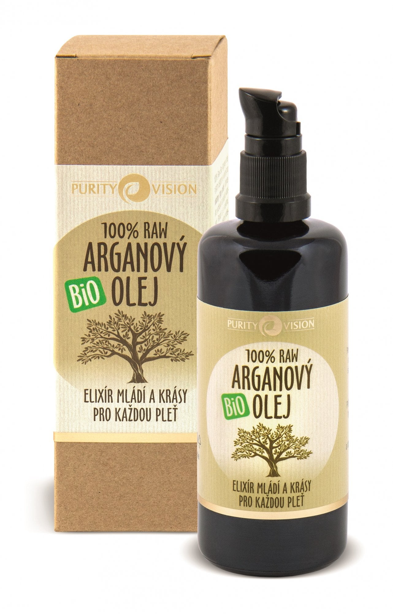 Purity Vision Arganový olej RAW BIO - 100 ml - elixír mládí a krásy Purity Vision