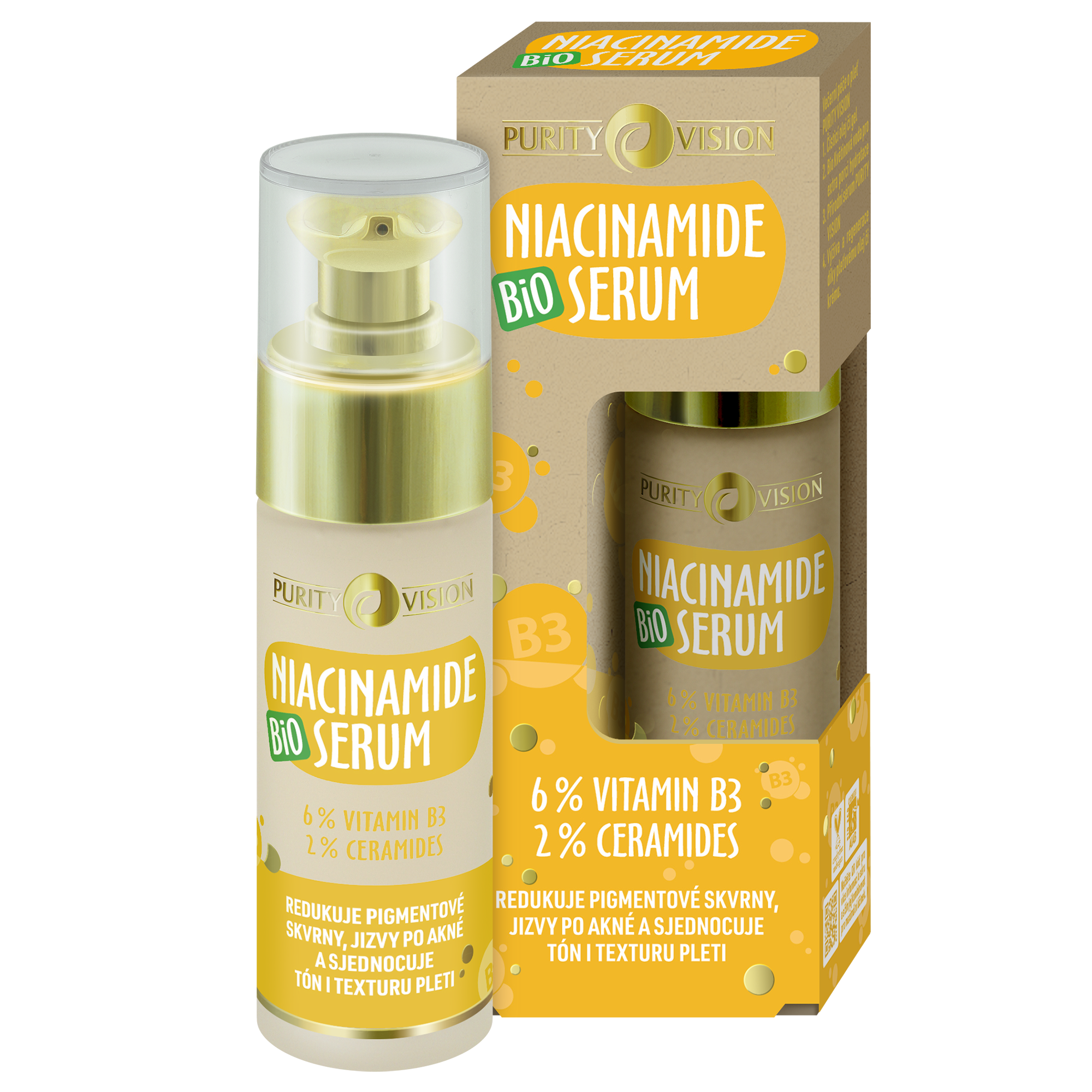 Purity Vision Pleťové sérum Niacinamide (30 ml) - vyhlazuje pleť a redukuje pigmentové skvrny Purity Vision