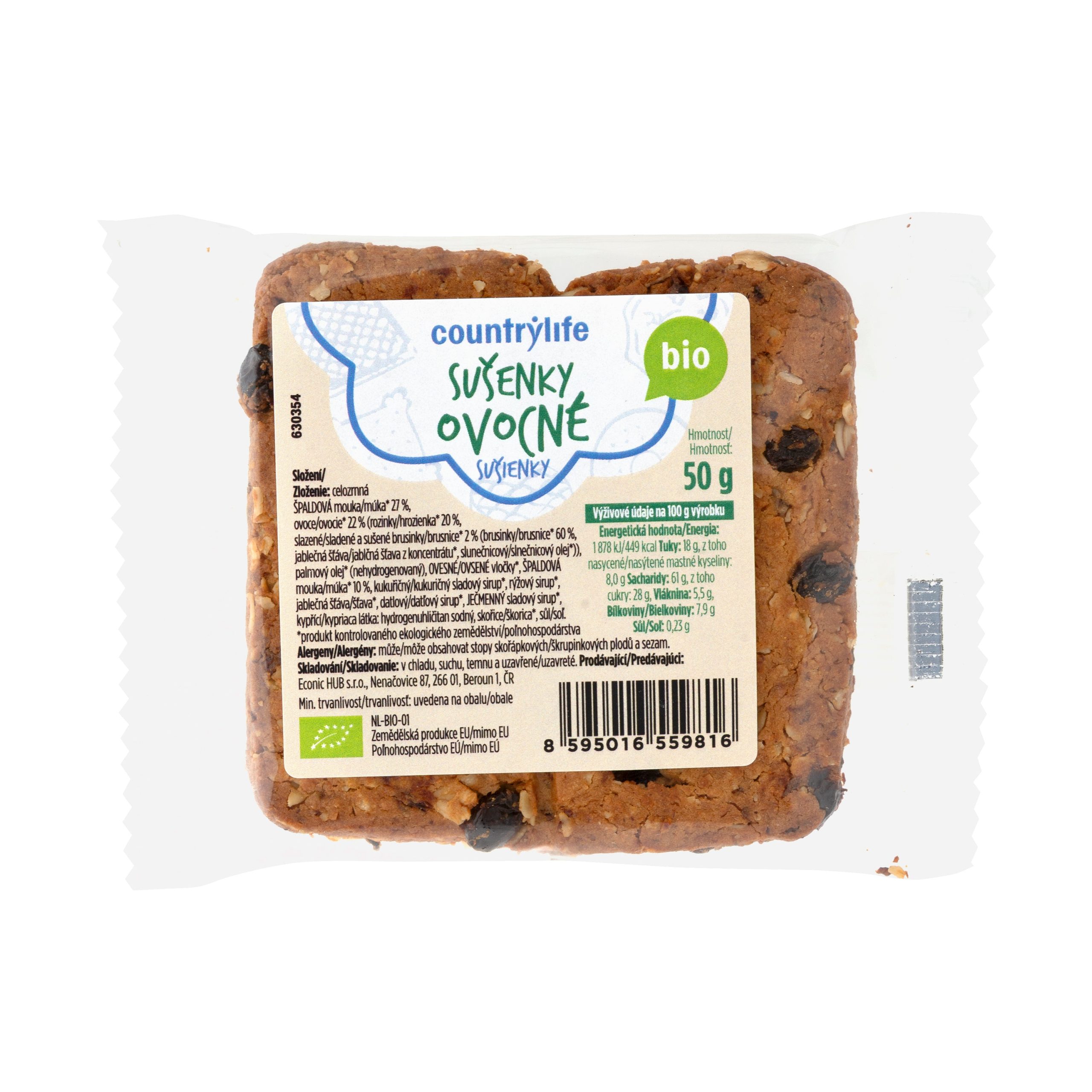 Sušenky ovocné 50 g BIO   COUNTRY LIFE - svačinka do kapsy Country Life