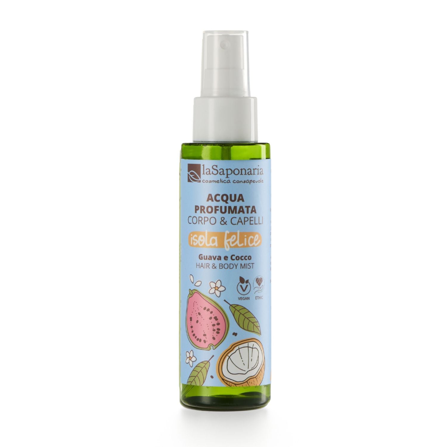 laSaponaria Body & Hair Mist Tělová mlha Happy Island - kokos & kvajáva (100 ml) - na tělo i vlasy laSaponaria
