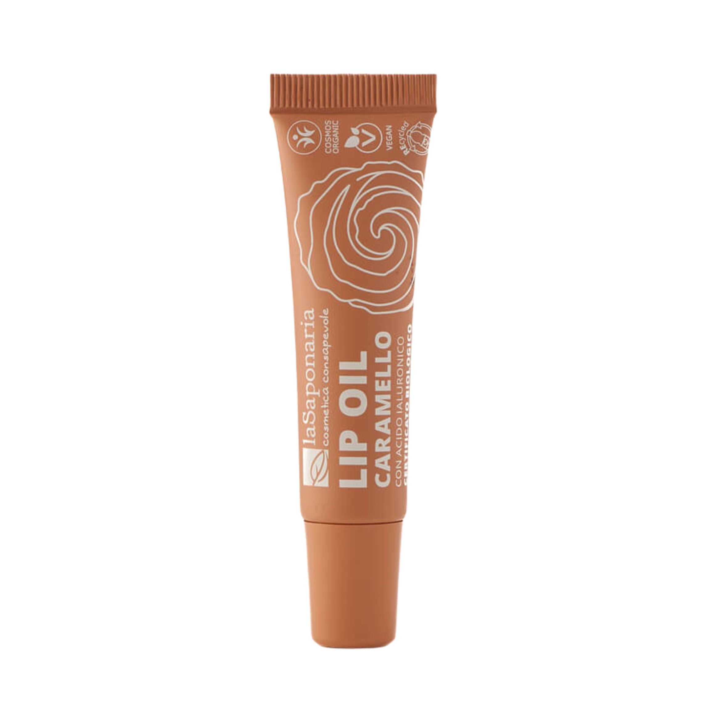 laSaponaria Vyživující olej na rty s karamelem BIO - Warm Nude (12 ml) - pro lesklé a hloubkově vyživené rty laSaponaria