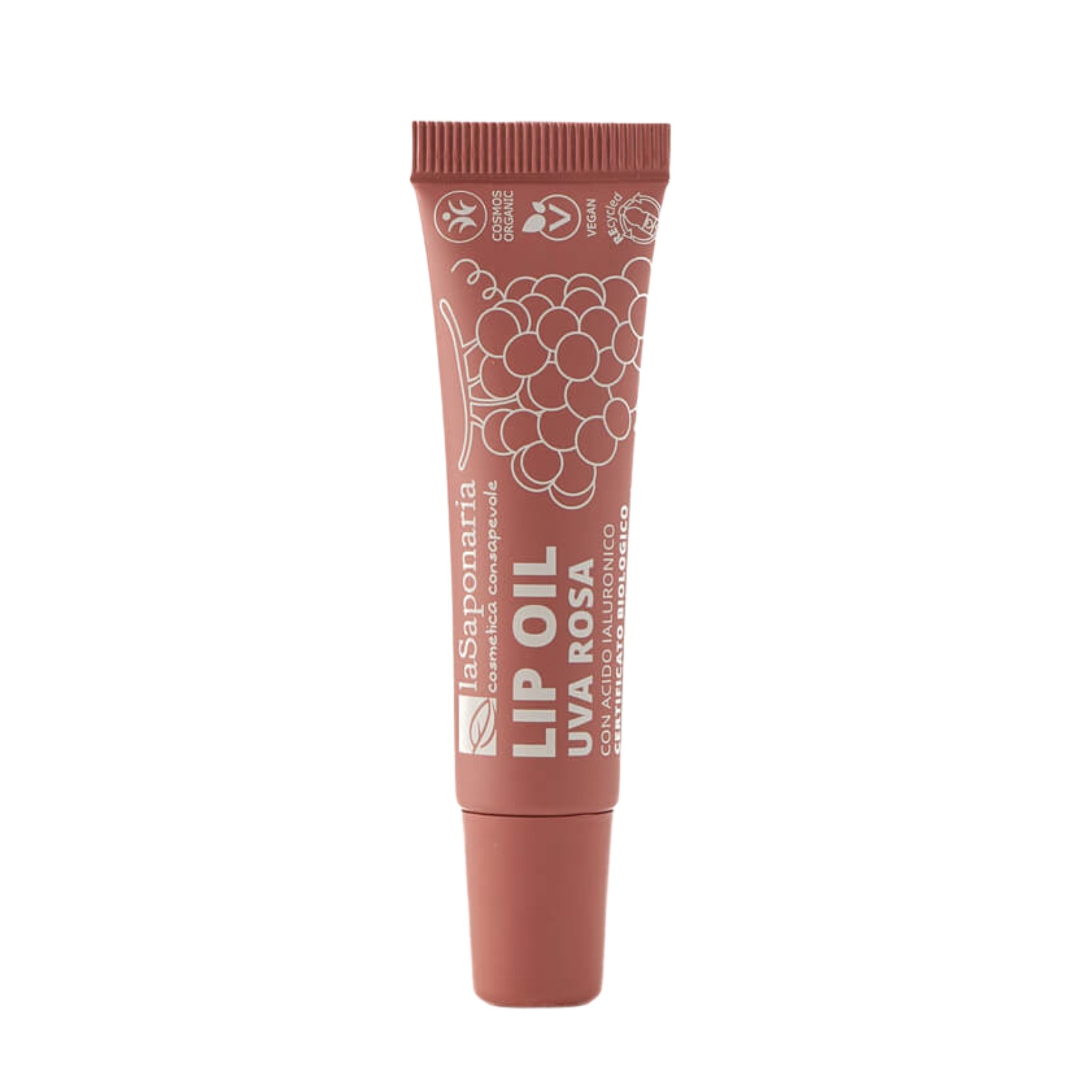 laSaponaria Vyživující olej na rty s růžovými hrozny BIO - Rosy Nude (12 ml) - pro lesklé a hloubkově vyživené rty laSaponaria