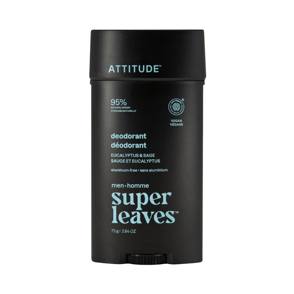 Attitude Pánský deodorant Super Leaves - Eukalyptus & Šalvěj (75 g) - dlouhotrvající ochrana před zápachem Attitude