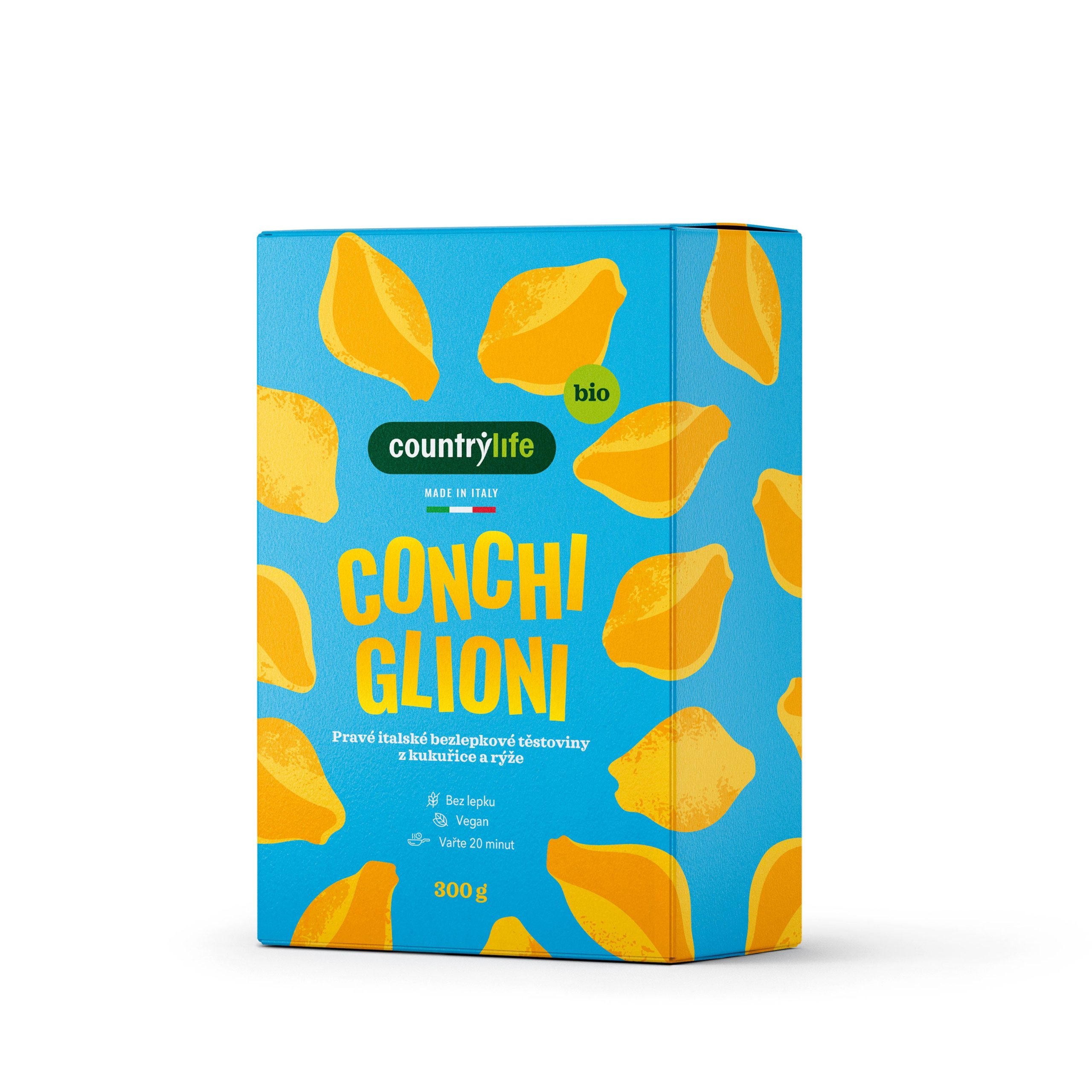 Country Life Těstoviny conchiglioni kukuřično-rýžové BIO (300 g) - chutná bezlepková příloha Country Life