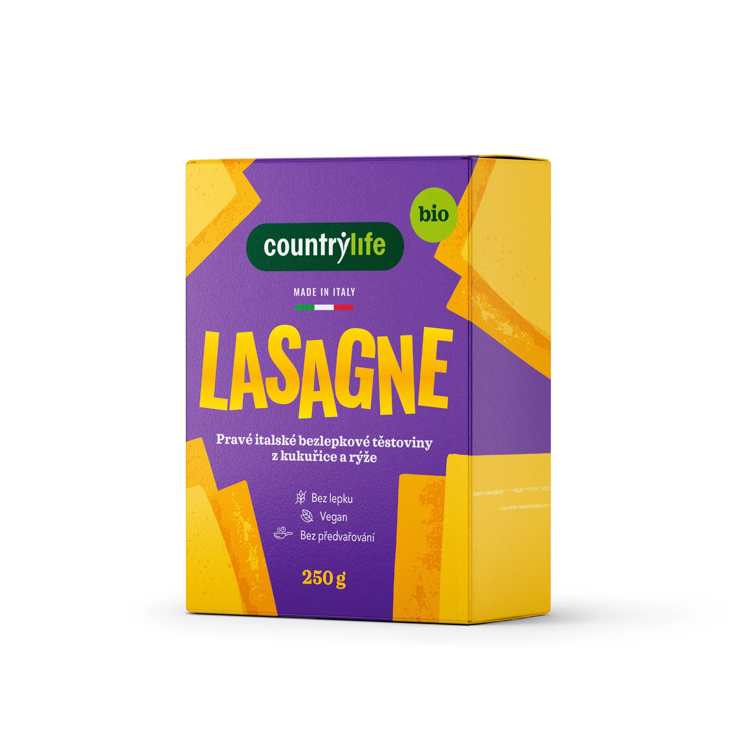 Country Life Těstoviny lasagne kukuřično-rýžové BIO (250 g) Country Life