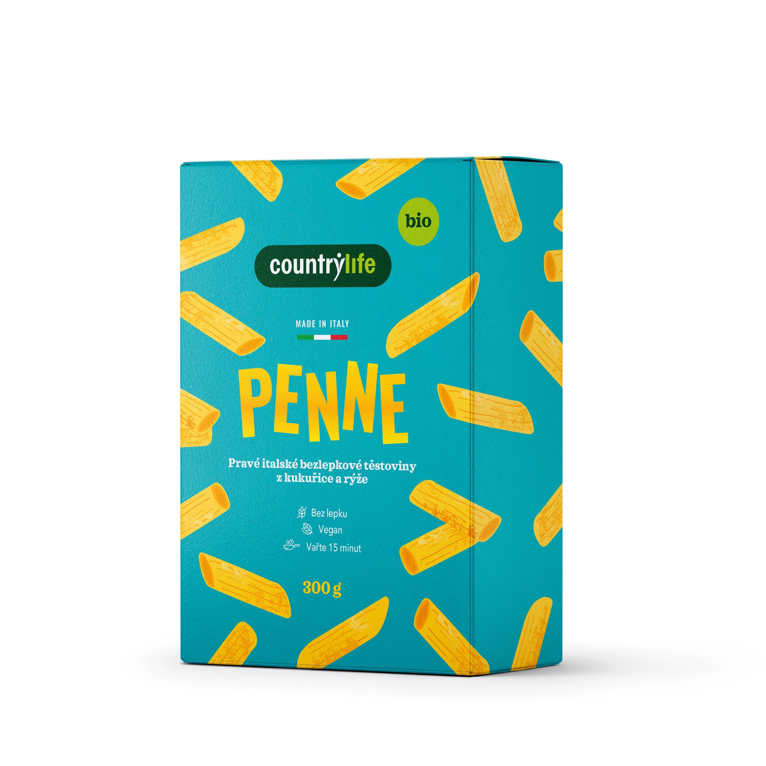 Country Life Těstoviny penne kukuřično-rýžové BIO (300 g) - chutná bezlepková příloha Country Life