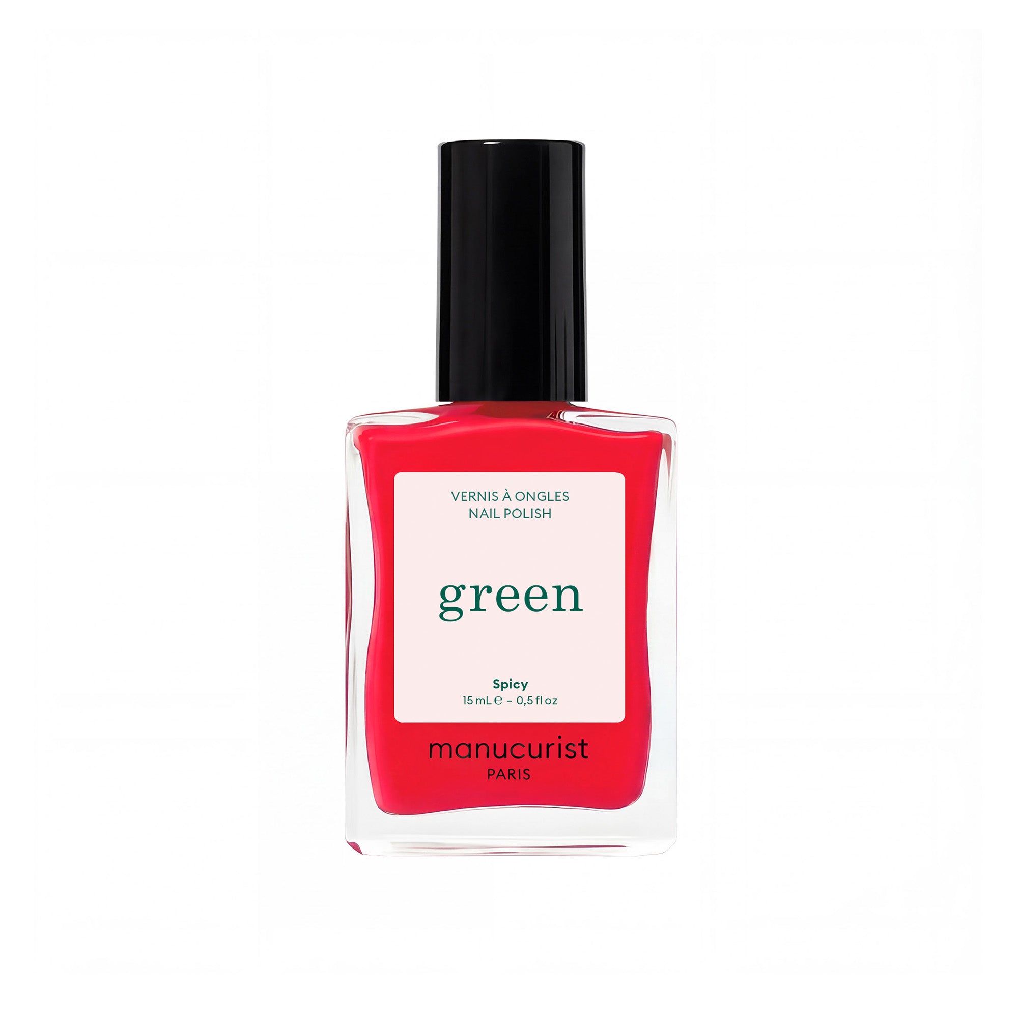 Manucurist Green schnoucí lak na nehty - Spicy (15 ml) - výrazně červená barva s růžovými podtóny Manucurist