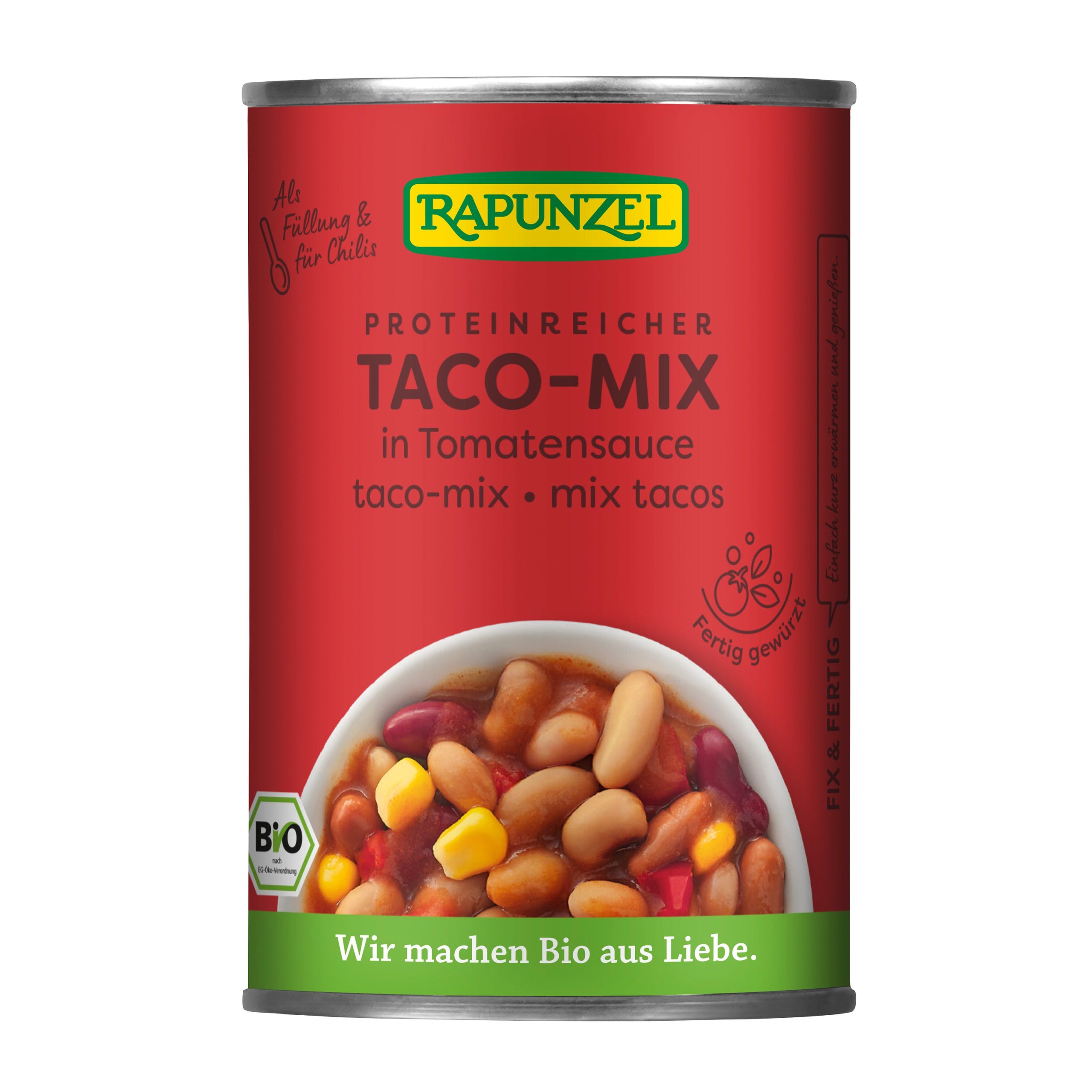 Rapunzel Směs fazolí sterilovaná Taco-Mix BIO (400 g) - 5 druhů fazolí a zeleniny se špetkou mexika Rapunzel
