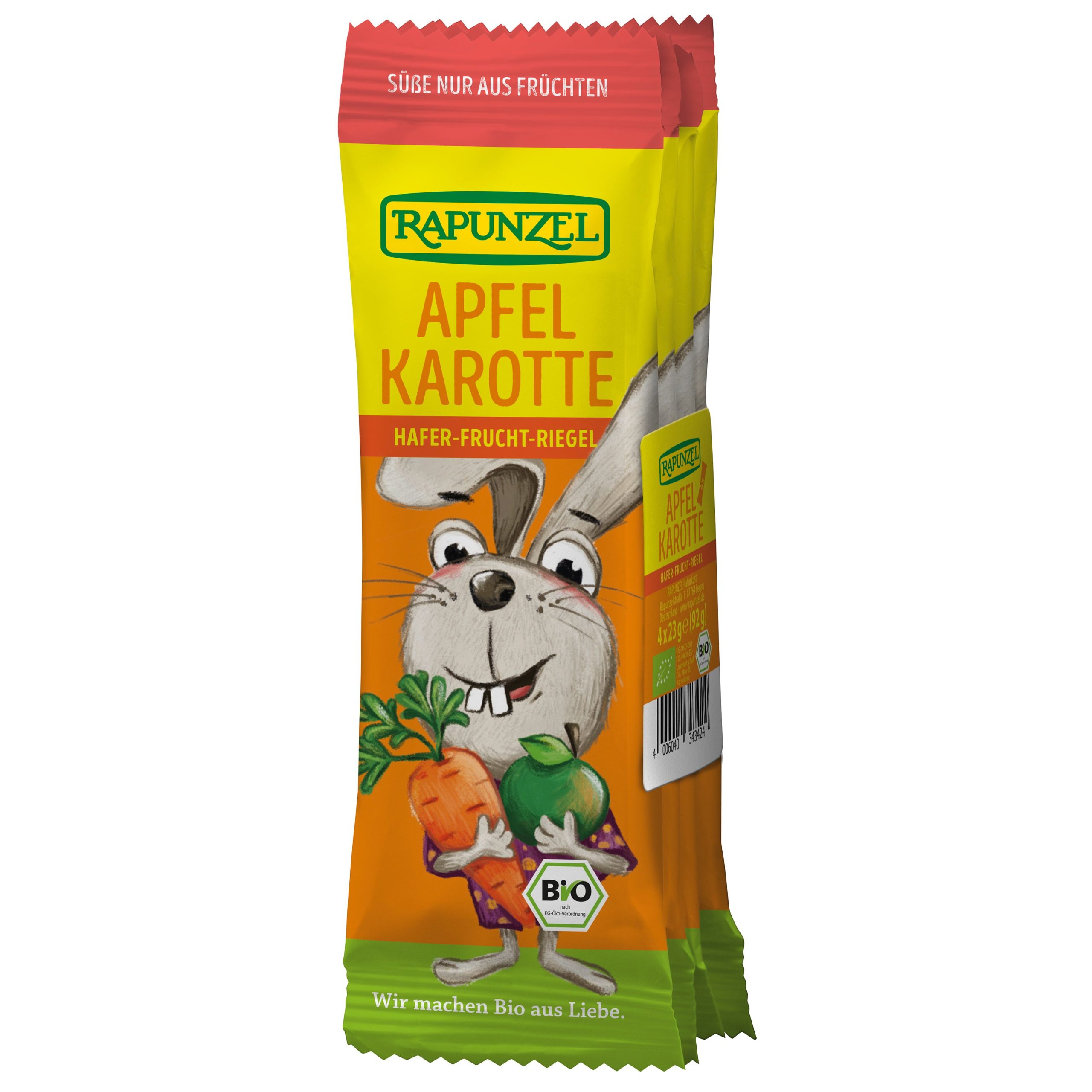 Rapunzel Tyčinka dětská ovesná jablko-mrkev BIO (4 x 23 g) - ovesné vločky s ovocem