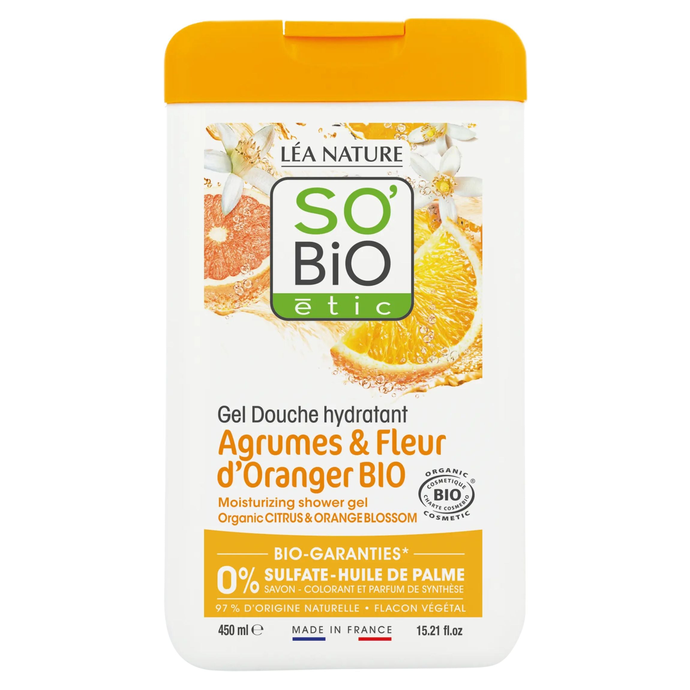 SO’BiO étic Gel sprchový s citrusy a pomerančovými květy BIO (450 ml) - s osvěžující a sladkou vůní SO’BiO étic