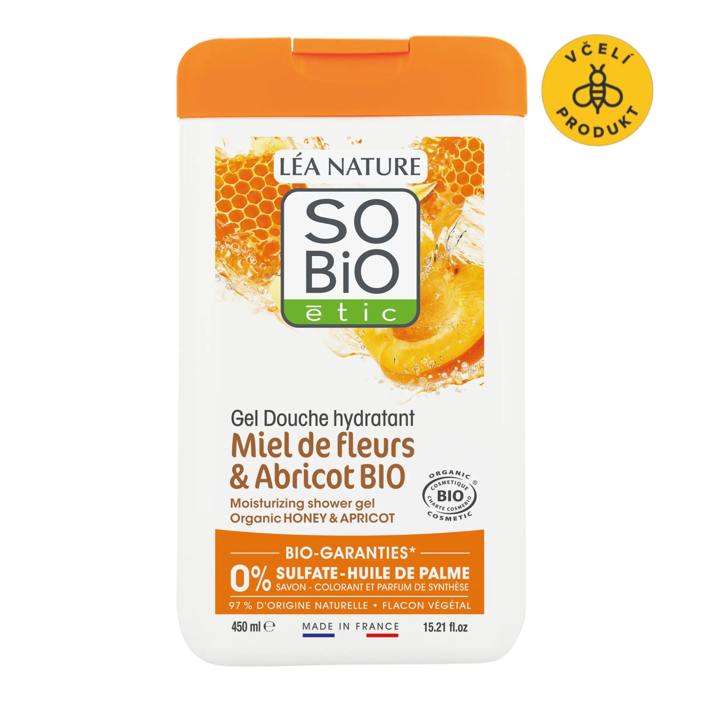 SO’BiO étic Gel sprchový s medem a meruňkou BIO (450 ml) - se sladkou uklidňující vůní SO’BiO étic