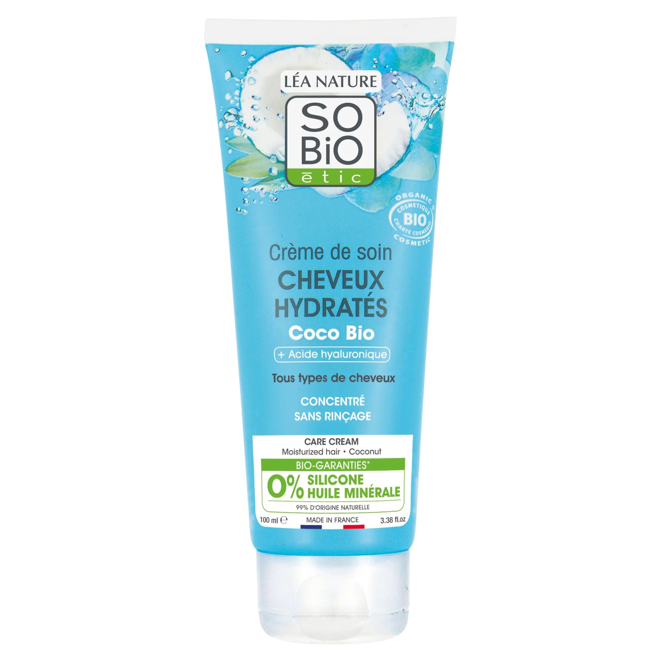 SO’BiO étic Kondicionér bezoplachový hydratační s kokosem a kyselinou hyaluronovou BIO (100 ml) - pro všechny typy vlasů SO’BiO étic