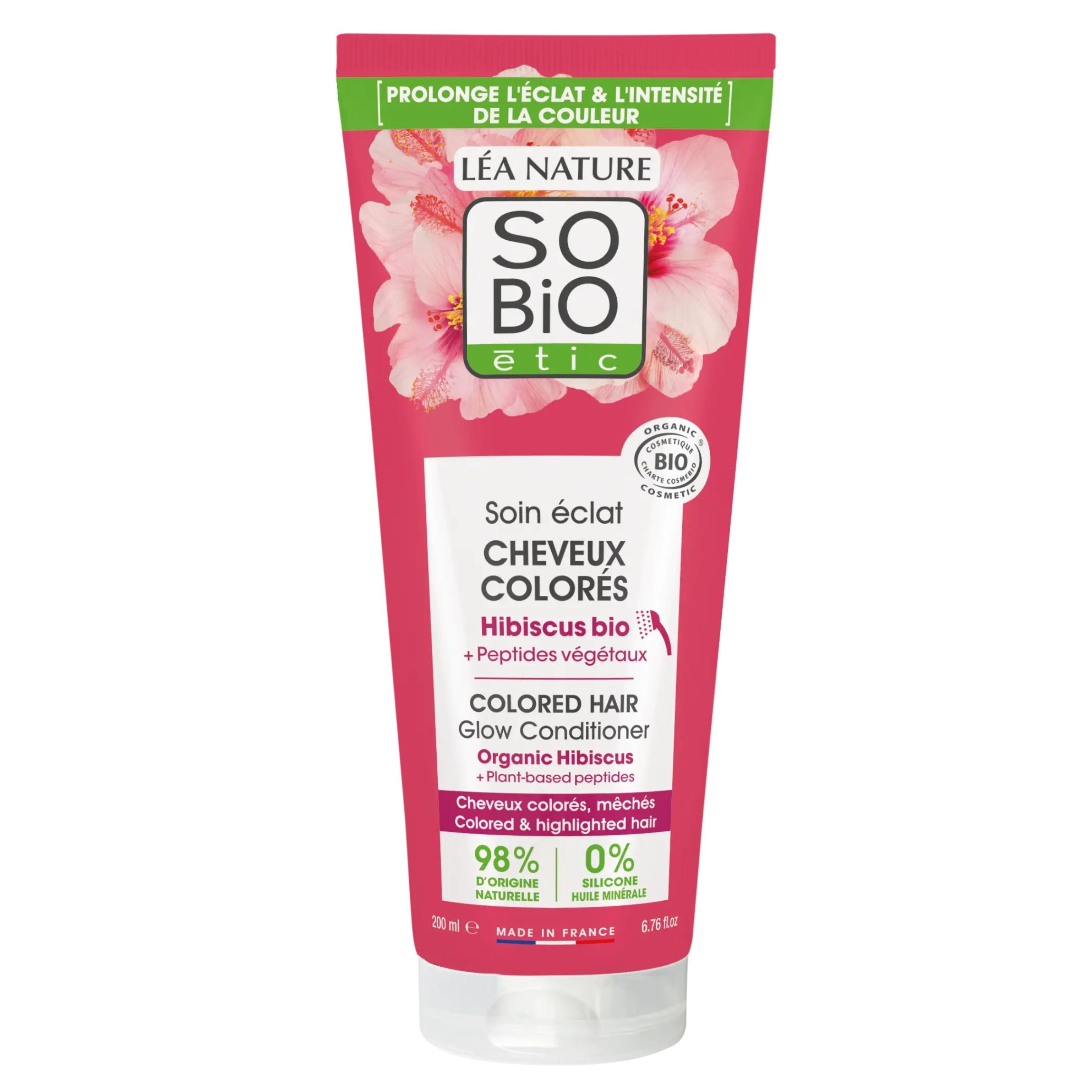 SO’BiO étic Kondicionér pro barvené vlasy s ibiškem a rostlinnými peptidy BIO (200 ml) - udržuje zářivou barvu SO’BiO étic