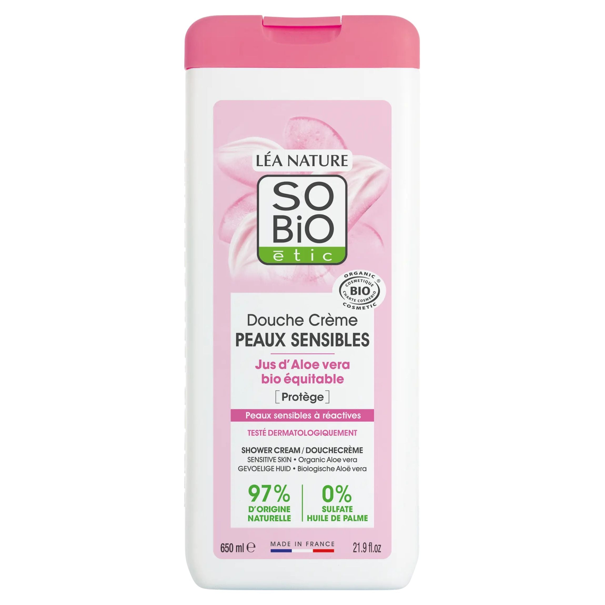 SO’BiO étic Krém sprchový pro citlivou pleť s aloe vera BIO (650 ml) - pro citlivou a reaktivní pokožku SO’BiO étic