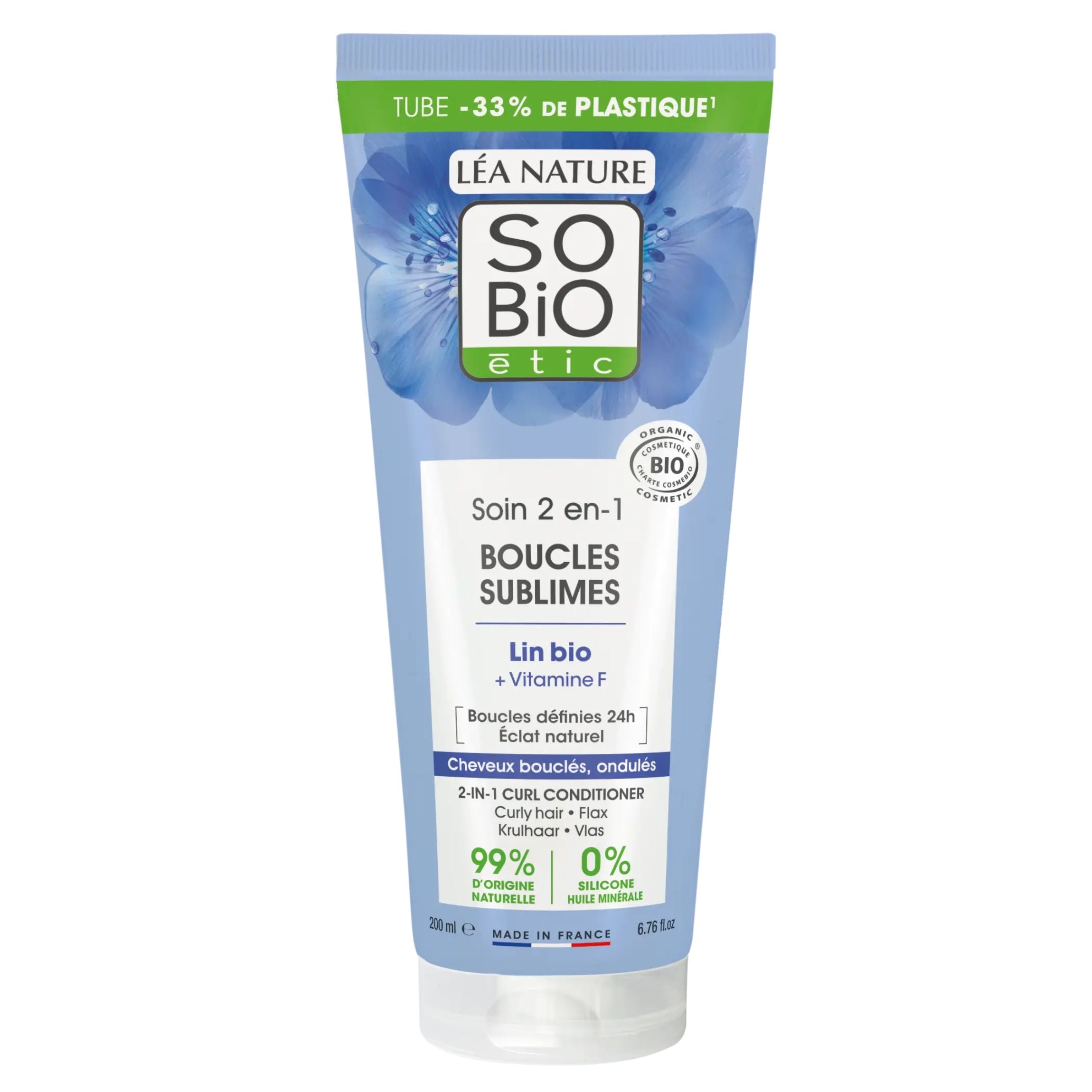 SO’BiO étic Péče 2v1 pro kudrnaté vlasy s vitaminem F a lněným semínkem BIO (200 ml) - redukuje krepatění SO’BiO étic