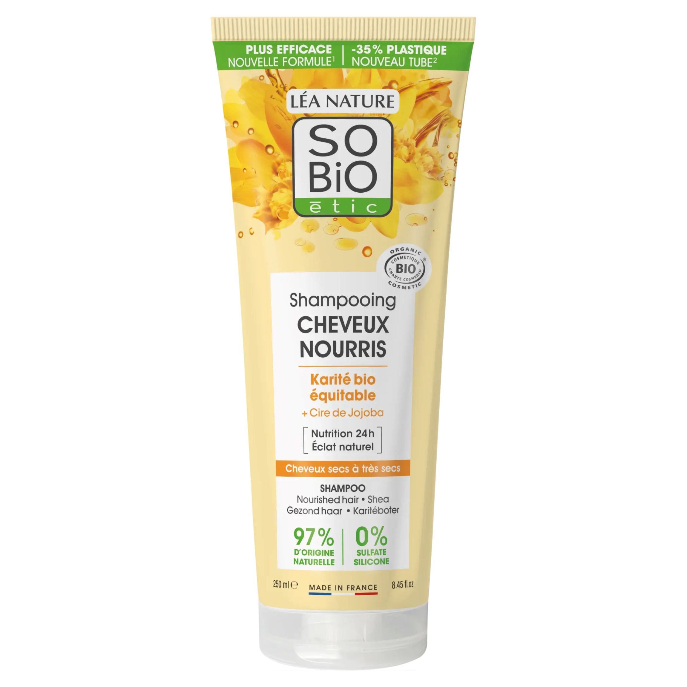 SO’BiO étic Šampon vyživující s bambuckým máslem a arganovými ceramidy BIO (250 ml) - ideální pro suché vlasy SO’BiO étic