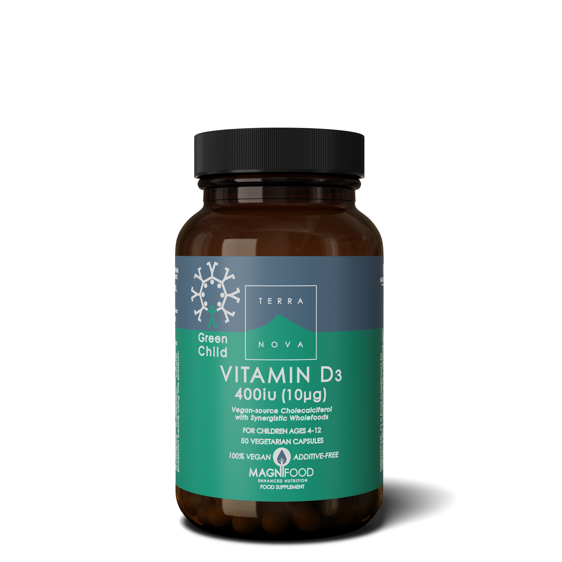 Terranova Health Green Child Vitamin D3 400 iu (50 kapslí) - vhodný pro děti od 4 do 12 let Terranova Health