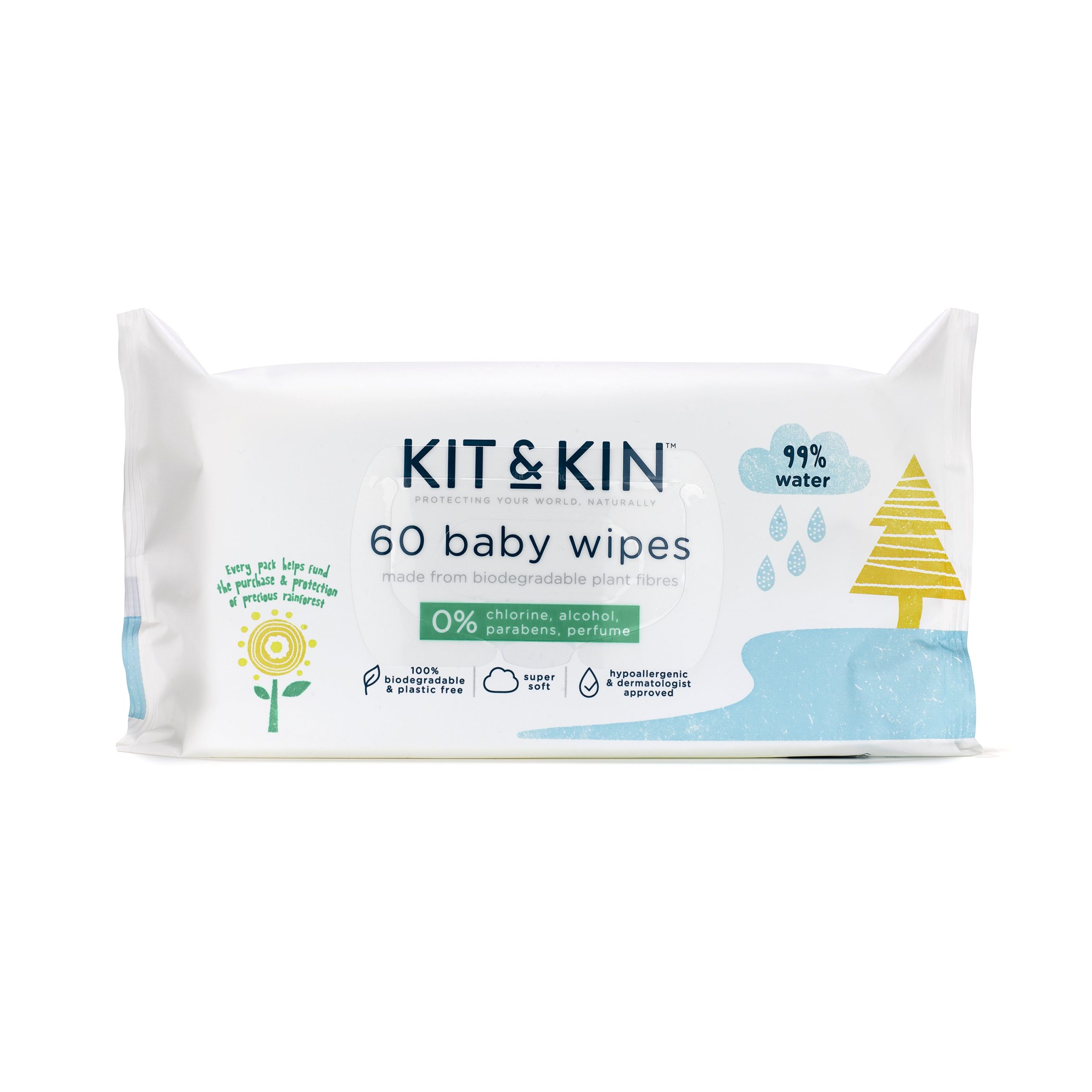 Ubrousky vlhčené 60 ks   KIT & KIN Kit & Kin