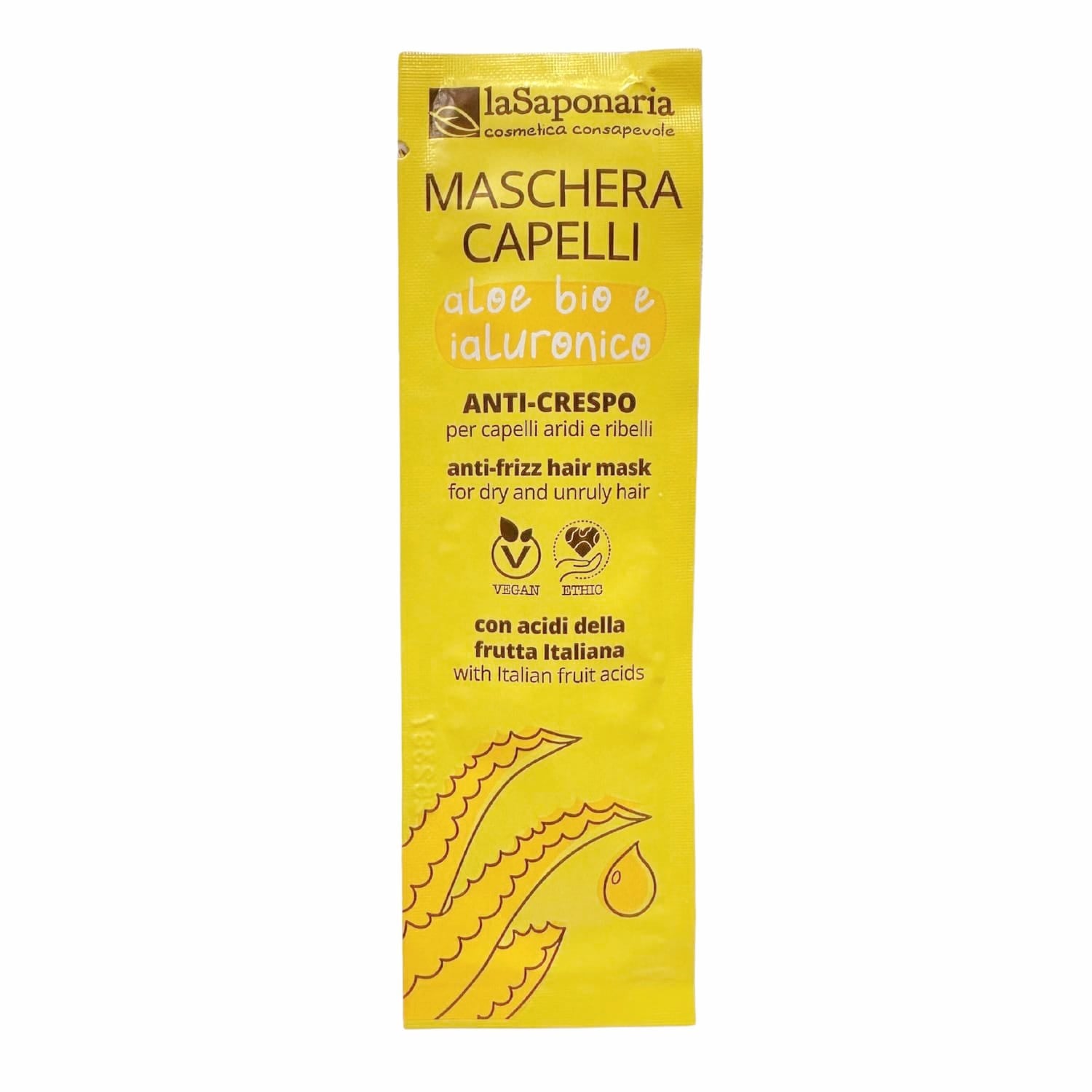 laSaponaria Maska proti krepatění vlasů s aloe vera a kyselinou hyaluronovou - vzorek (8 ml) - pomoc pro vysušenou hřívu laSaponaria