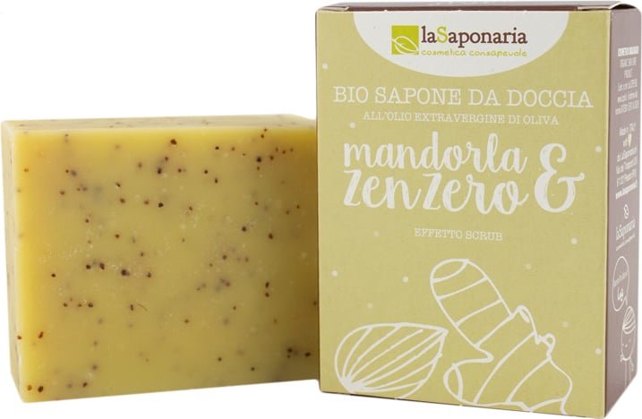 laSaponaria Tuhé olivové mýdlo peelingové BIO - Mandle a zázvor (100 g) laSaponaria