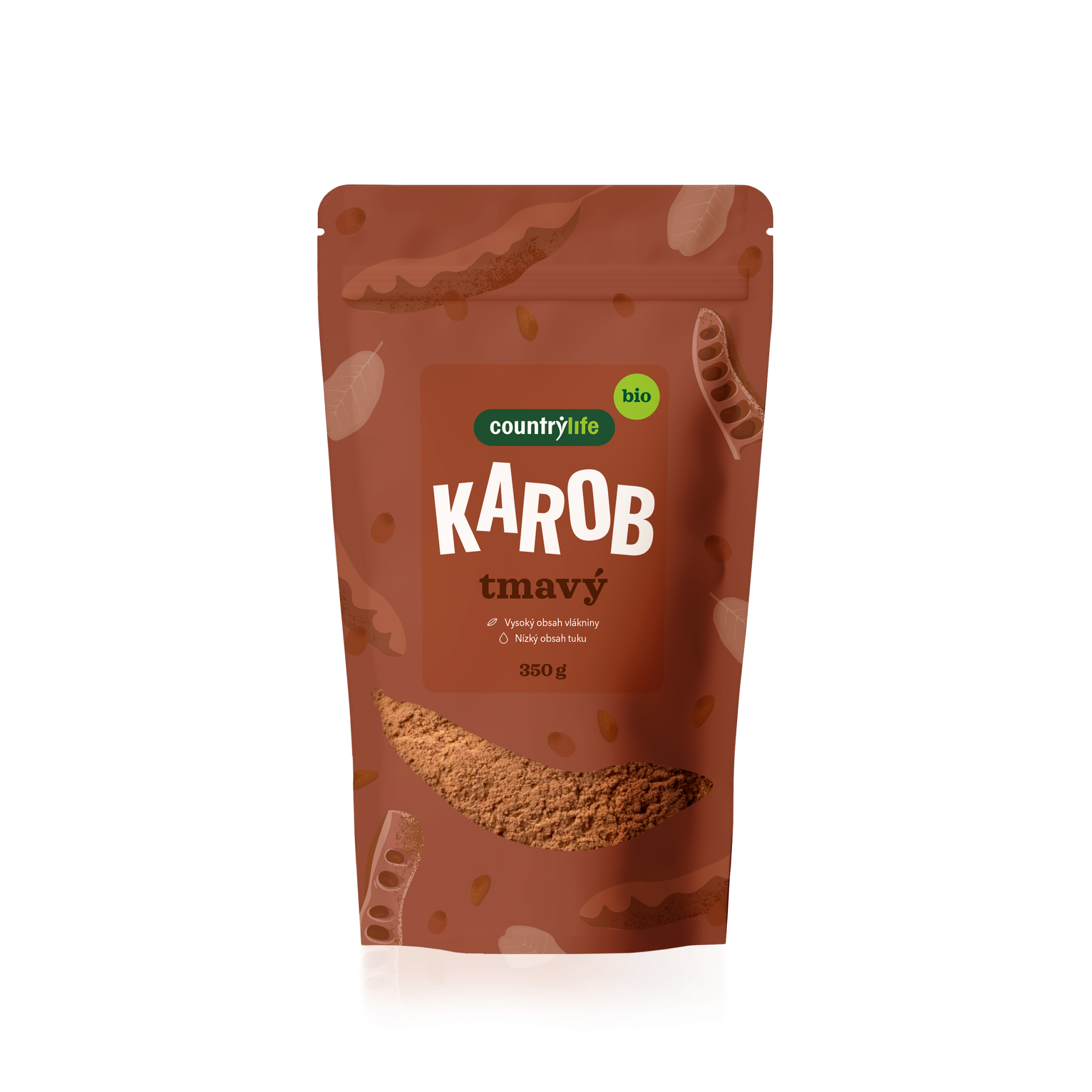 Country Life Karobový prášek tmavý BIO (350 g) - chutná alternativa kakaa Country Life