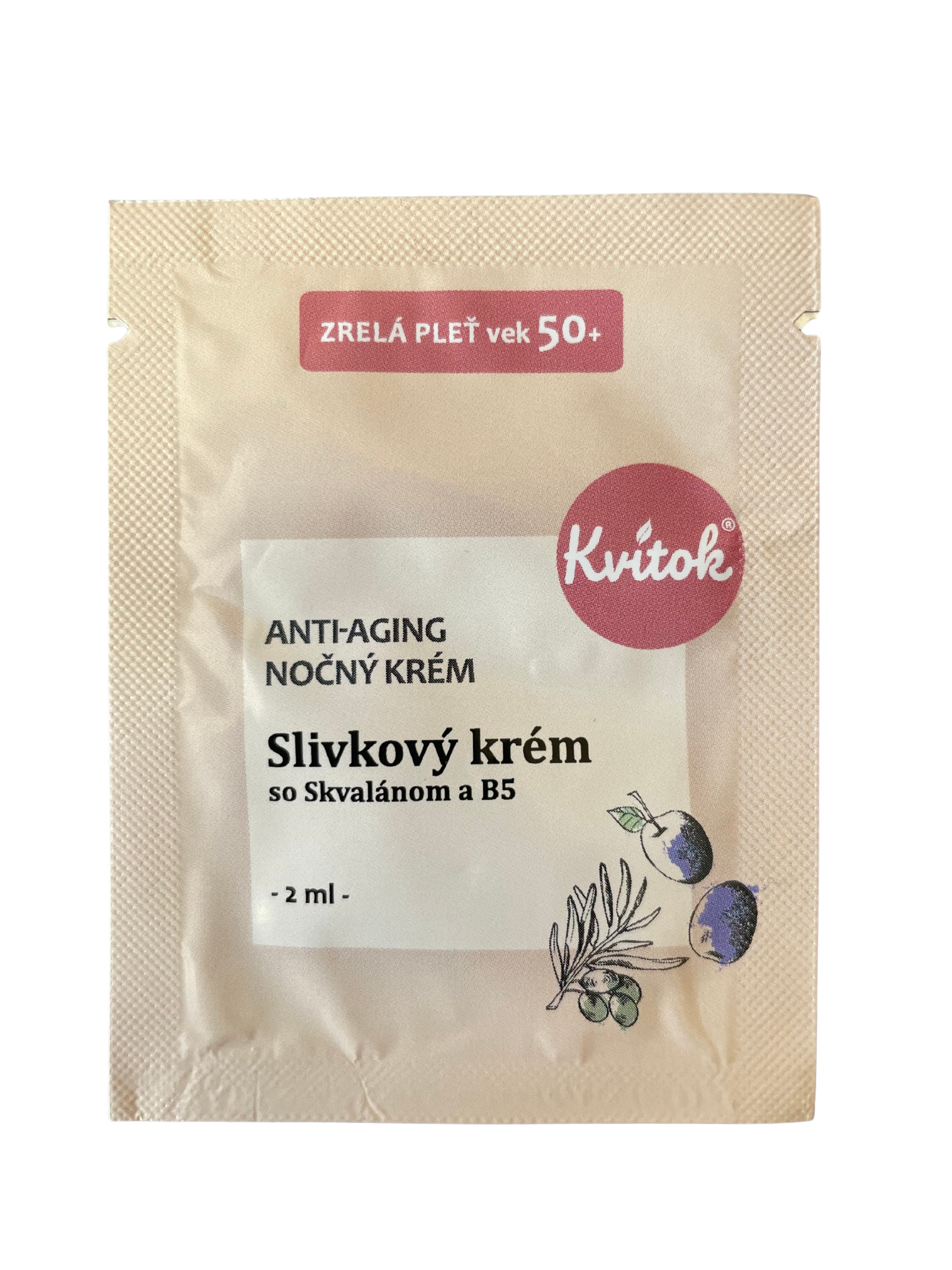 Kvitok Noční švestkový krém pro zralou pleť 50+ - vzorek (2 ml) - obnovuje pružnost Kvitok