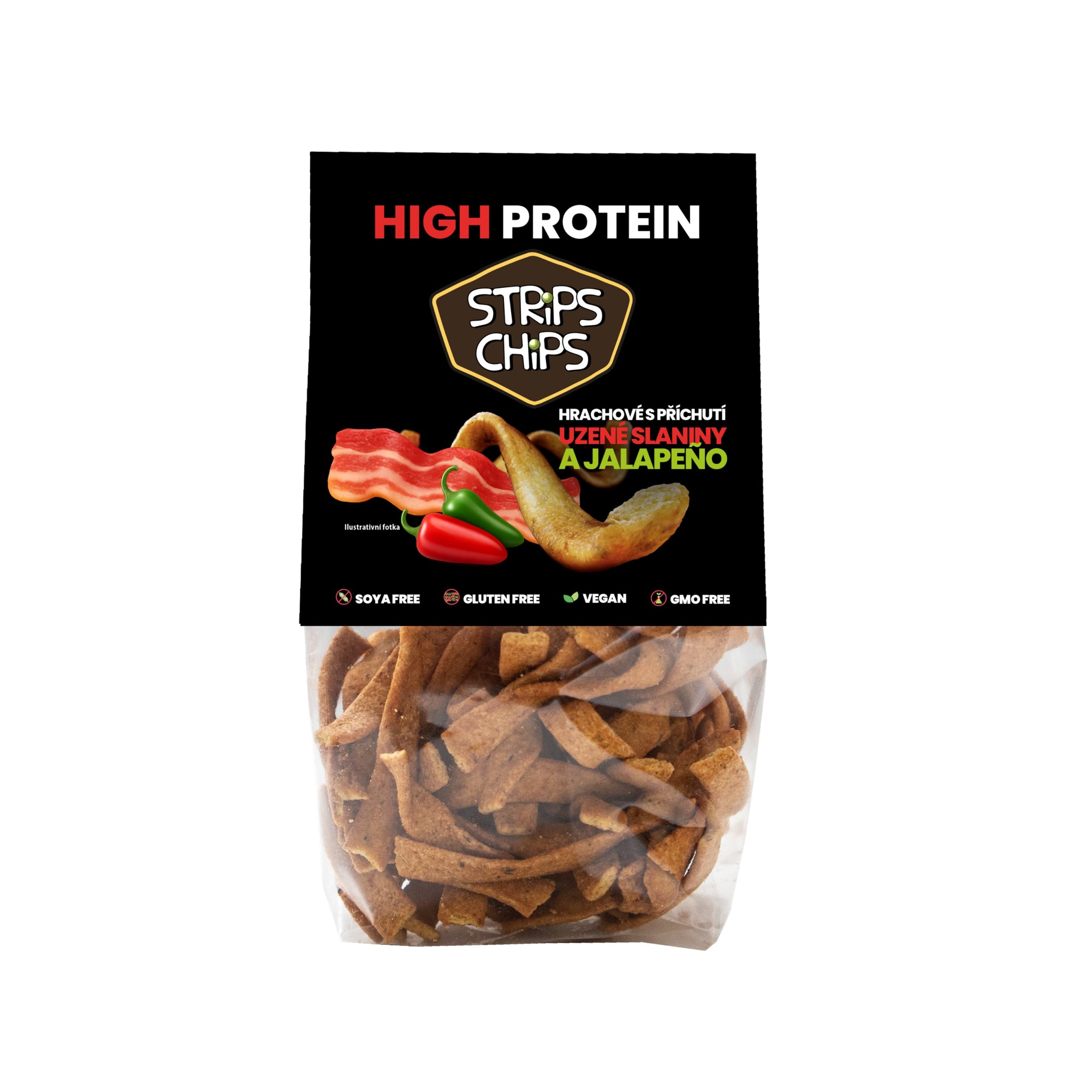 Strips Chips Krekry luštěninové s hrachem Smoked Jalapeño (80 g) Strips Chips