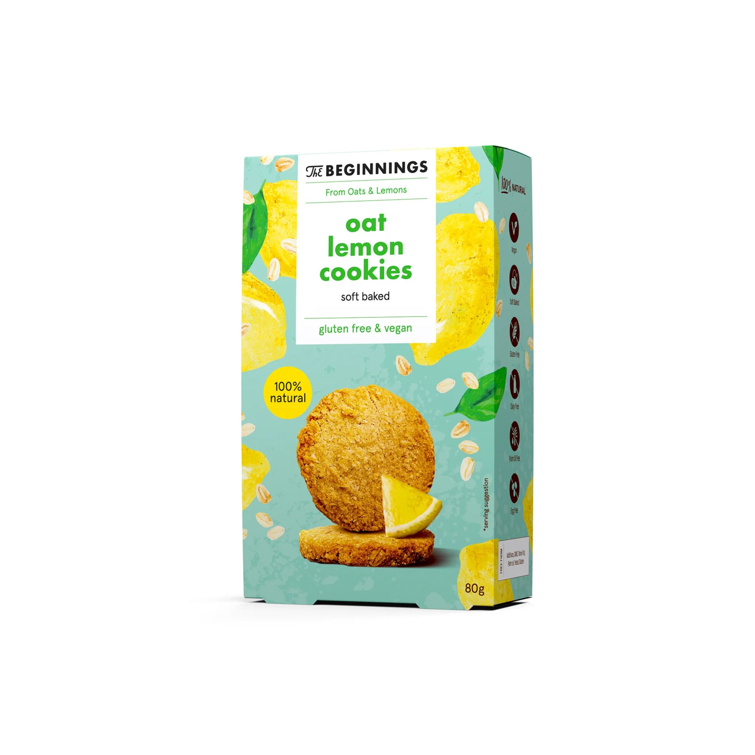 The Beginnings Sušenky ovesné s citronem (80 g) - osvěžující chuť The Beginnings