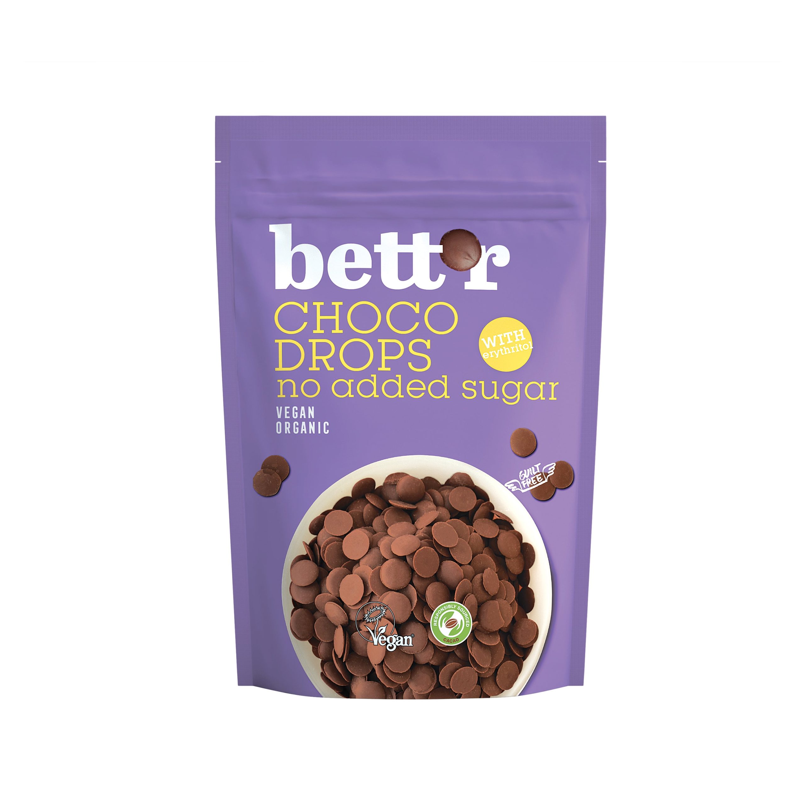 Bett´r Pecičky čokoládové bez přidaného cukru veganské BIO (200 g) - na vaření