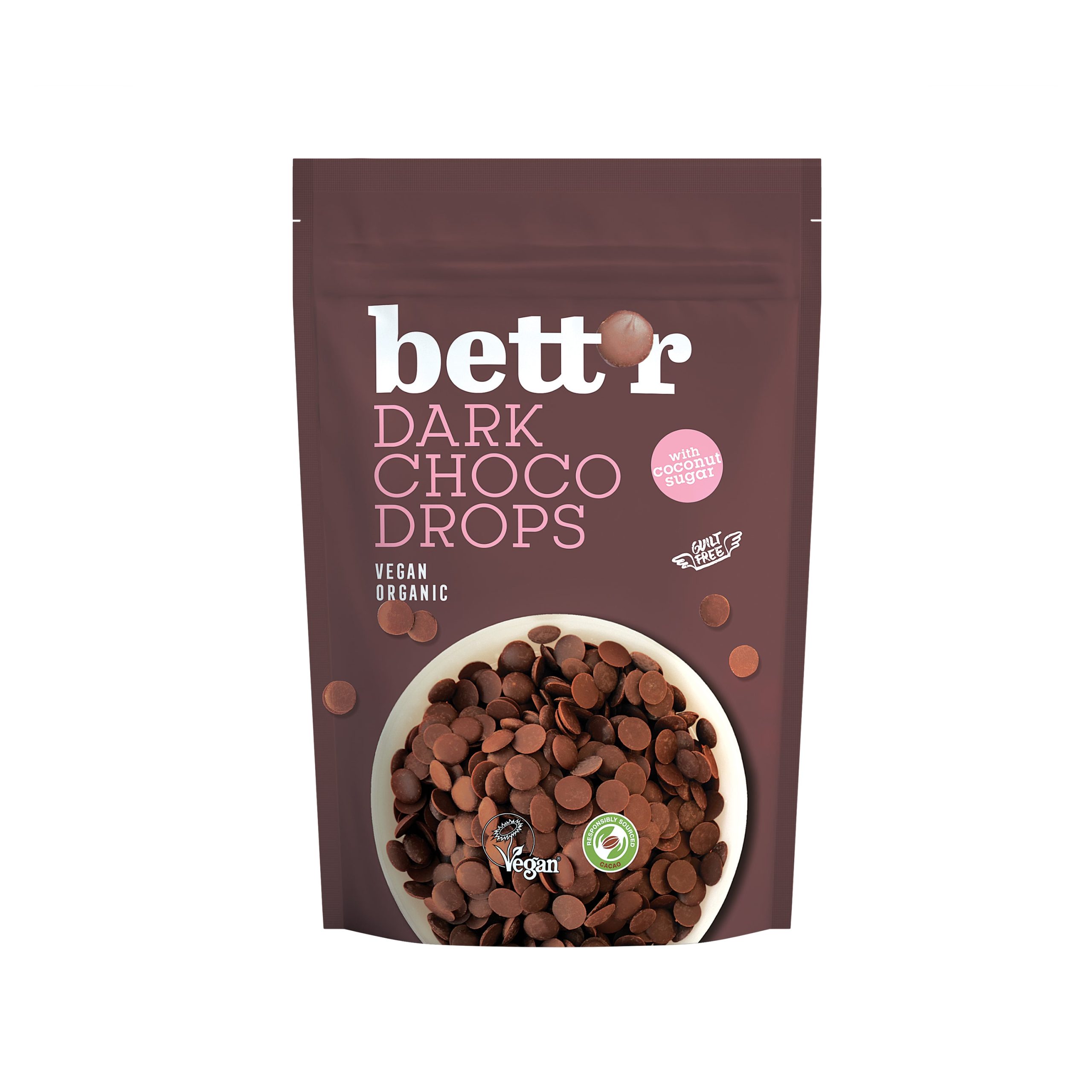 Bett´r Pecičky hořká čokoláda veganské BIO (200 g) - slazené kokosovým cukrem BETT'R
