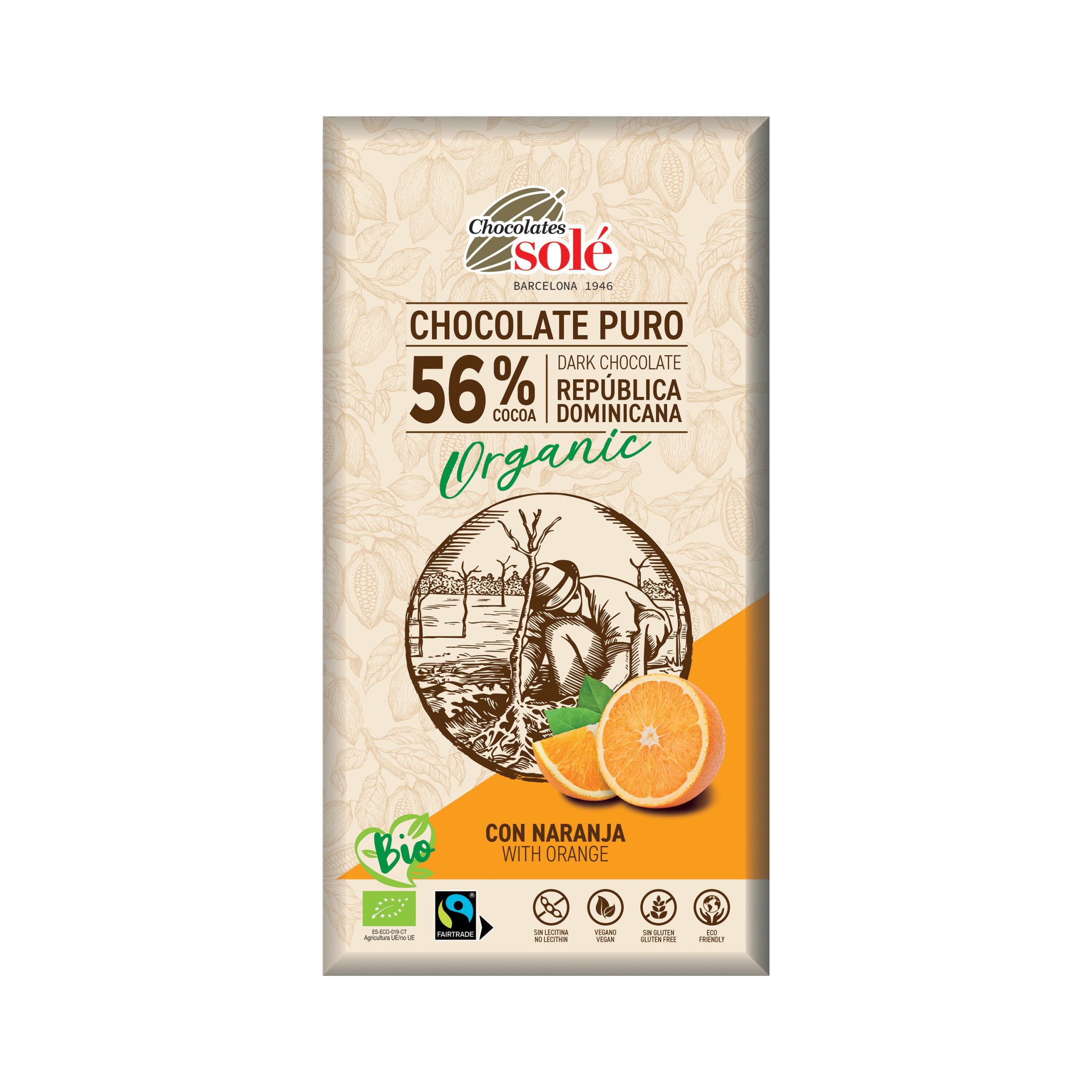 Čokoláda hořká pomerančová 100 g BIO   SOLÉ SOLÉ