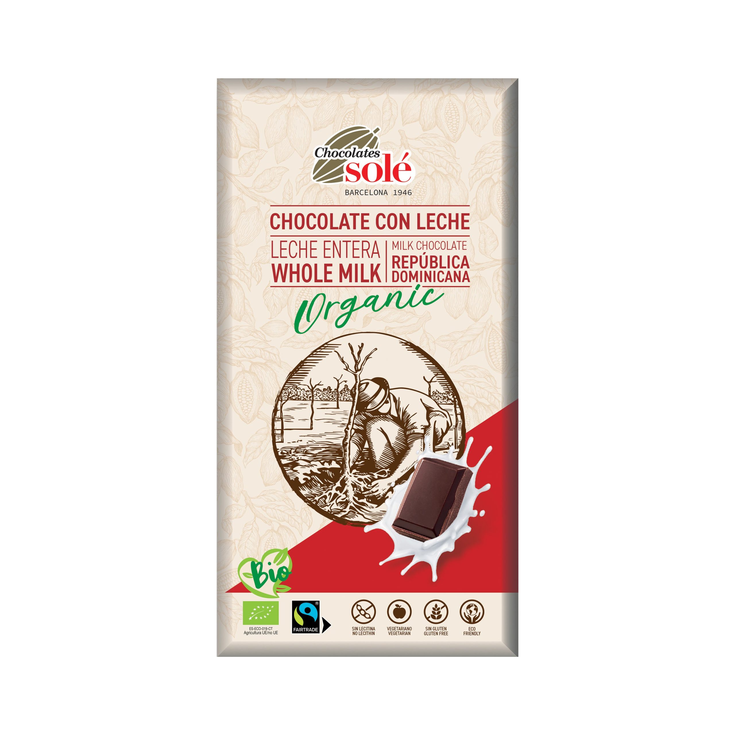 Čokoláda mléčná 39 % 100 g BIO   SOLÉ SOLÉ