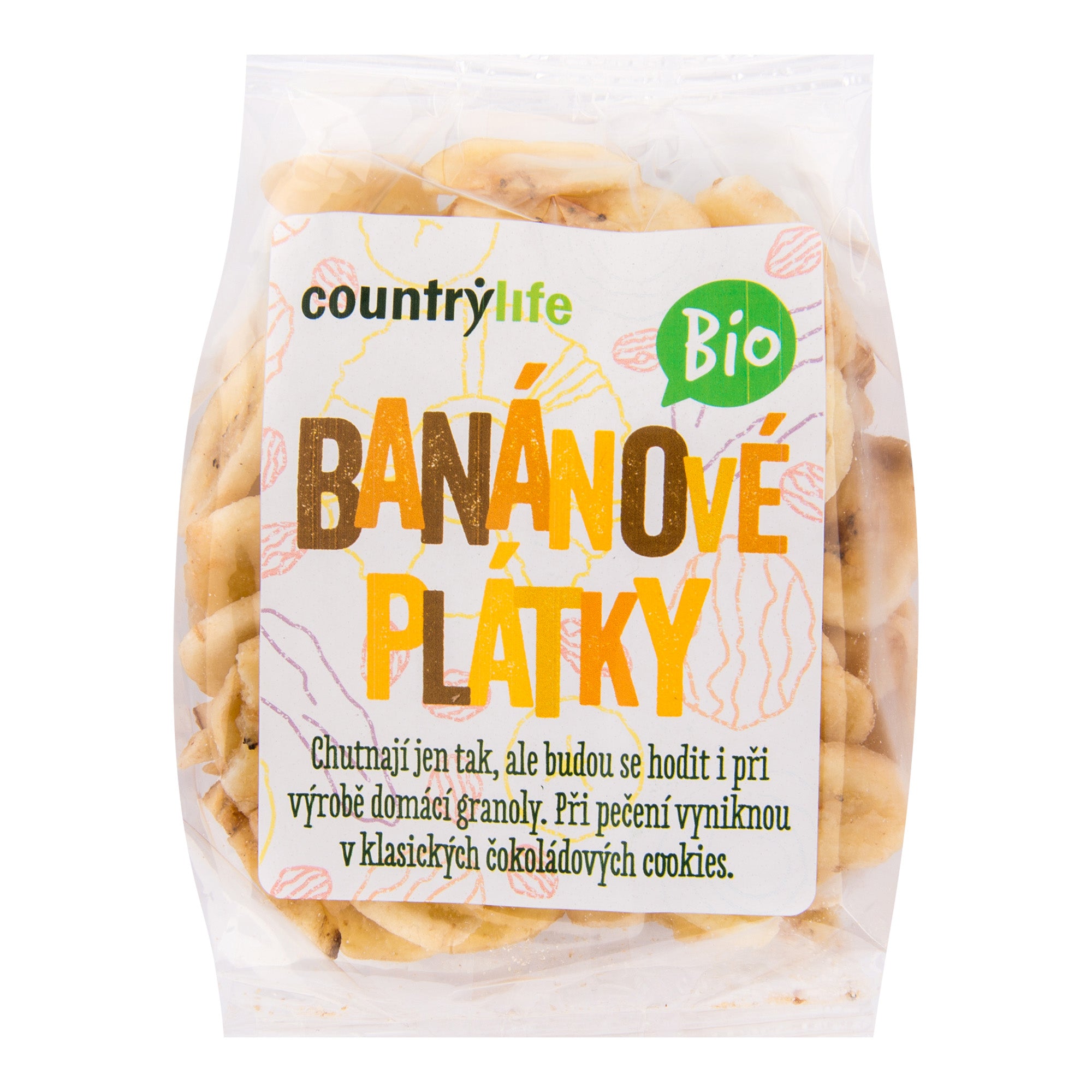 Country Life Banánové plátky BIO (100 g) - lehce opražené v kokosovém oleji Country Life