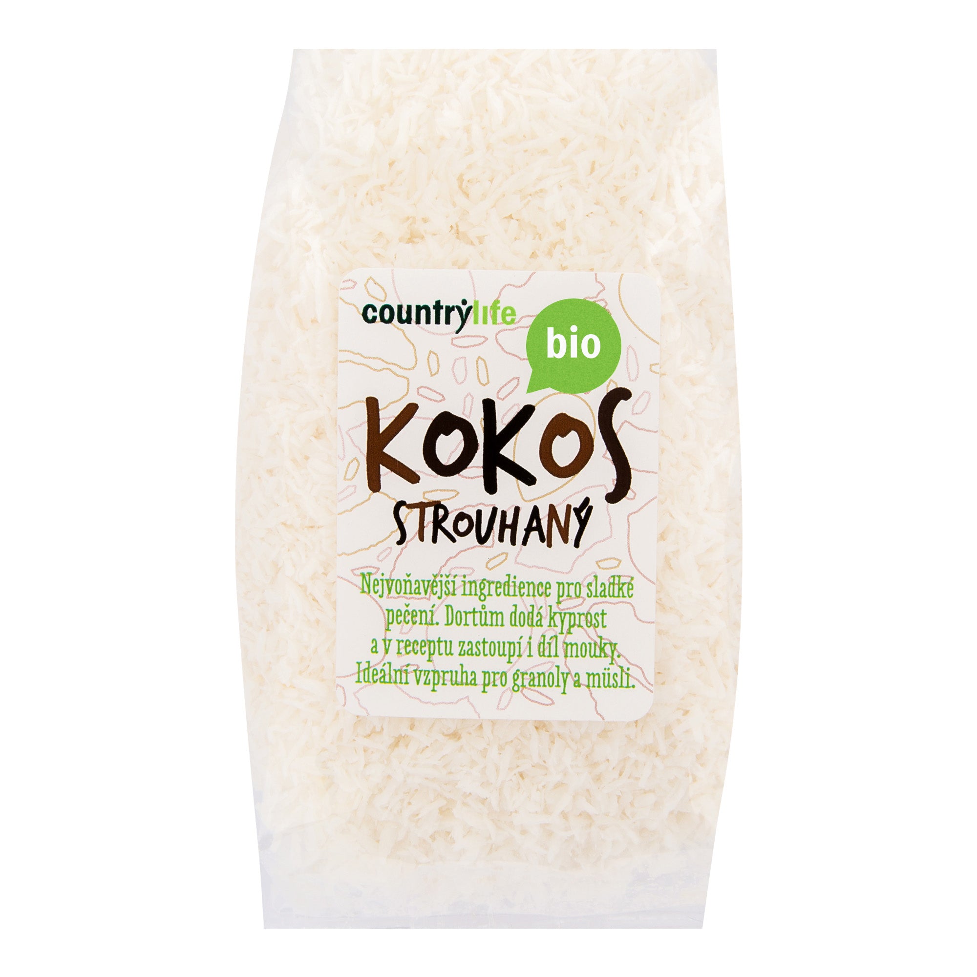 Country Life Kokos strouhaný BIO (200 g) - exotická klasika do dezertů