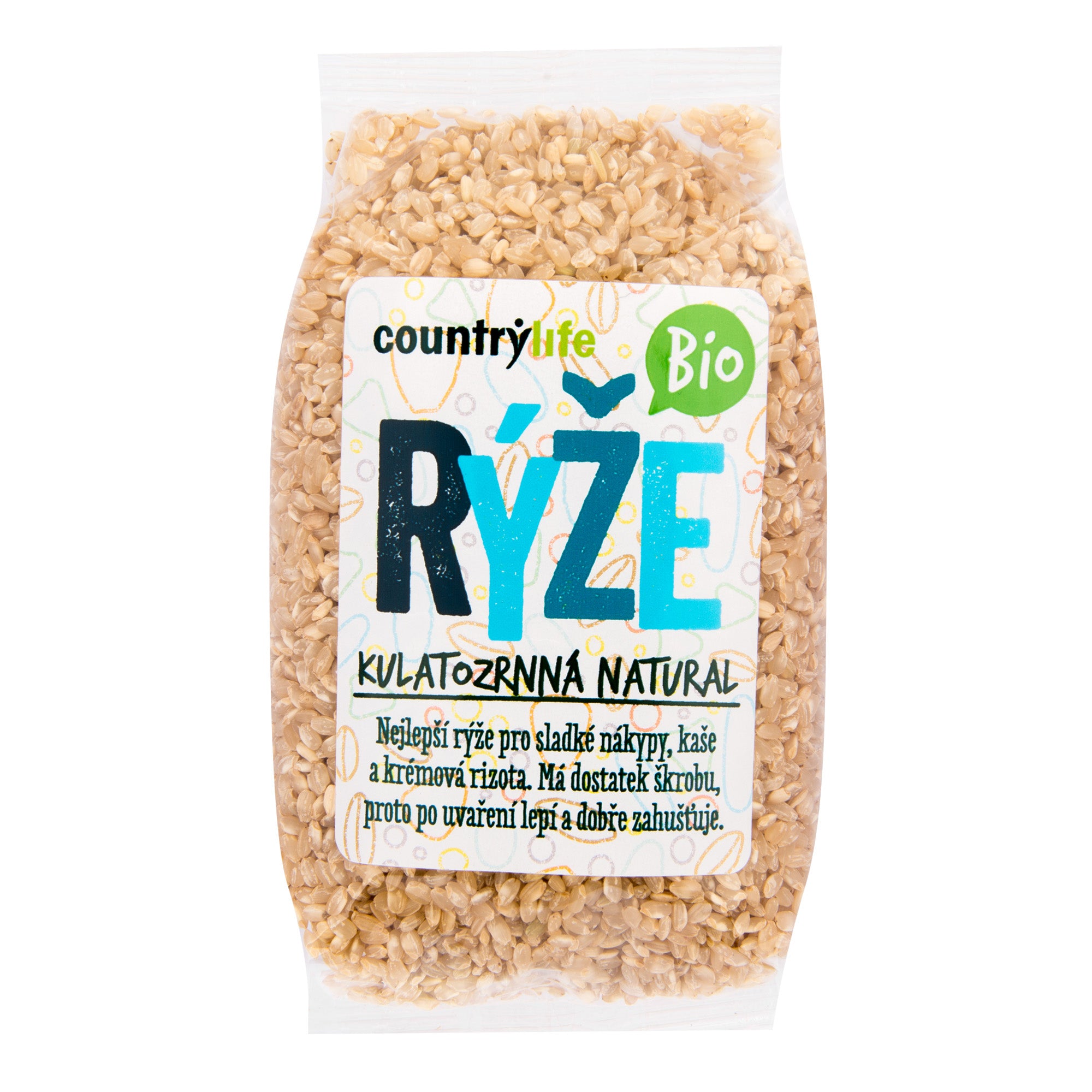 Country Life Rýže kulatozrnná natural BIO (500 g) - lepivá rýže ideální do rizot