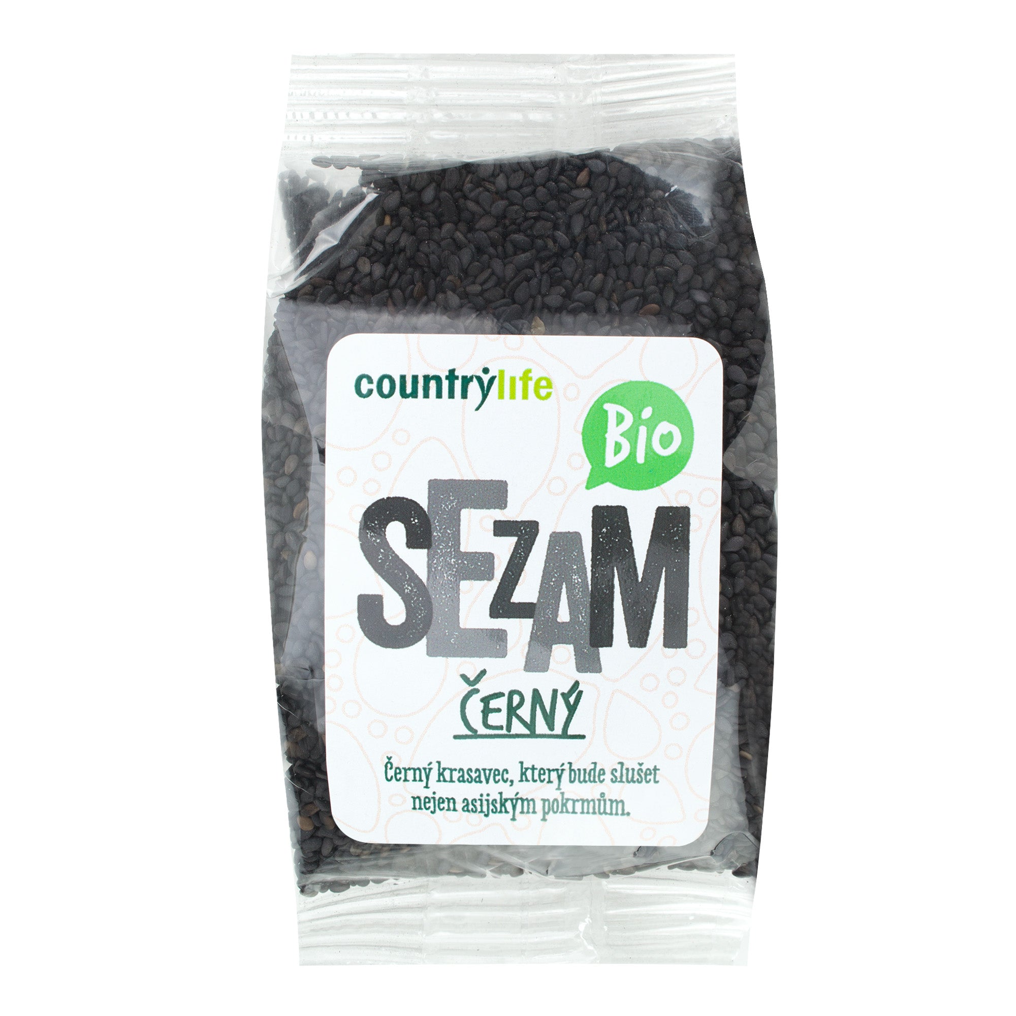 Country Life Sezam černý neloupaný BIO (100 g) - chuťově výraznější na posyp či tahini Country Life