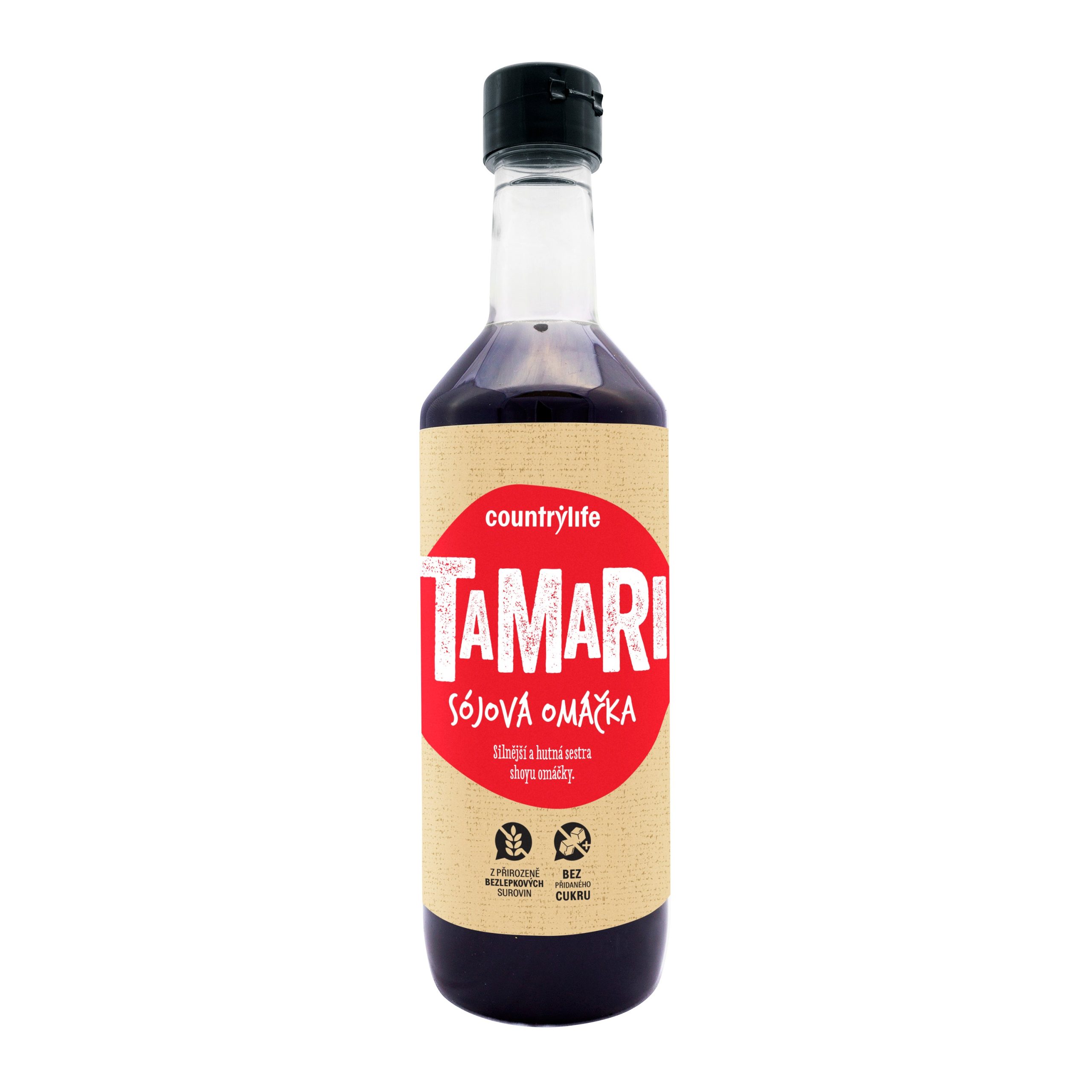 Country Life Tamari sójová omáčka (500 ml) - bezlepková japonská slaná i pro tepelnou úpravu Country Life