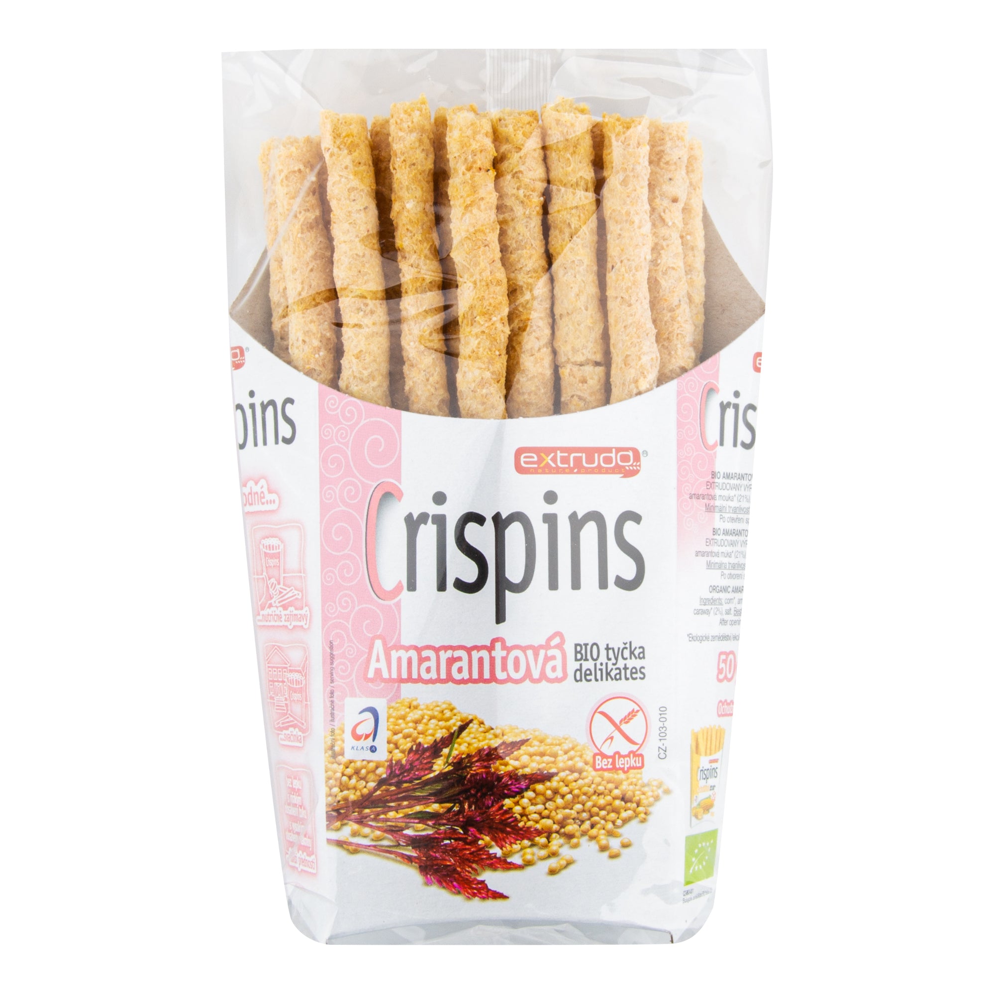 Extrudo Tyčinka amarantová Crispins bezlepková BIO (50 g) - k dipům