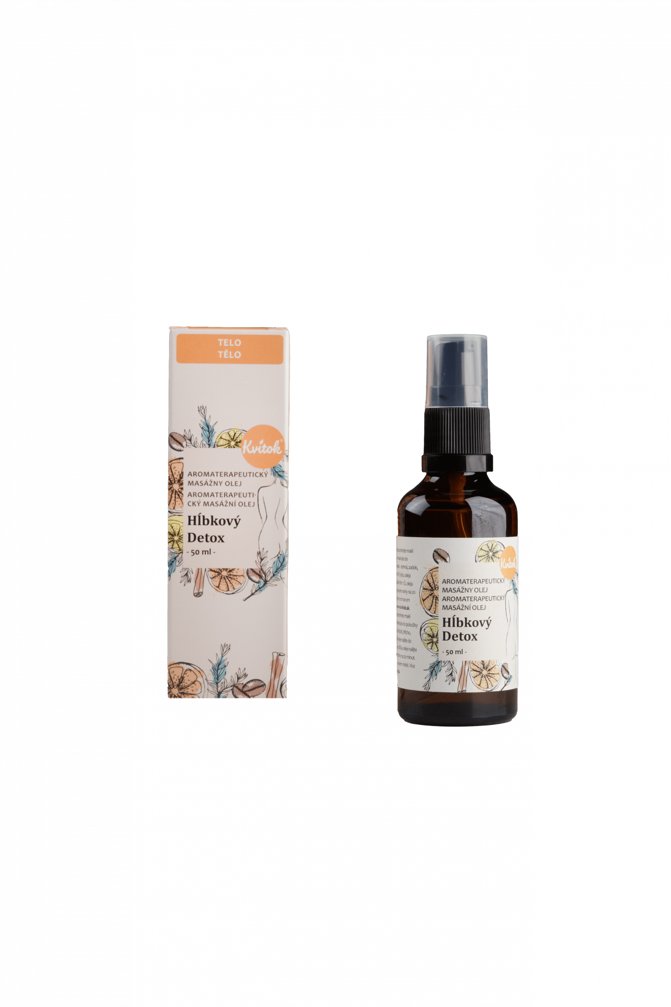 Kvitok Masážní olej proti celulitidě Hloubkový detox (50 ml) - poš. obal - aktivuje mikrocirkulaci lymfy Kvitok