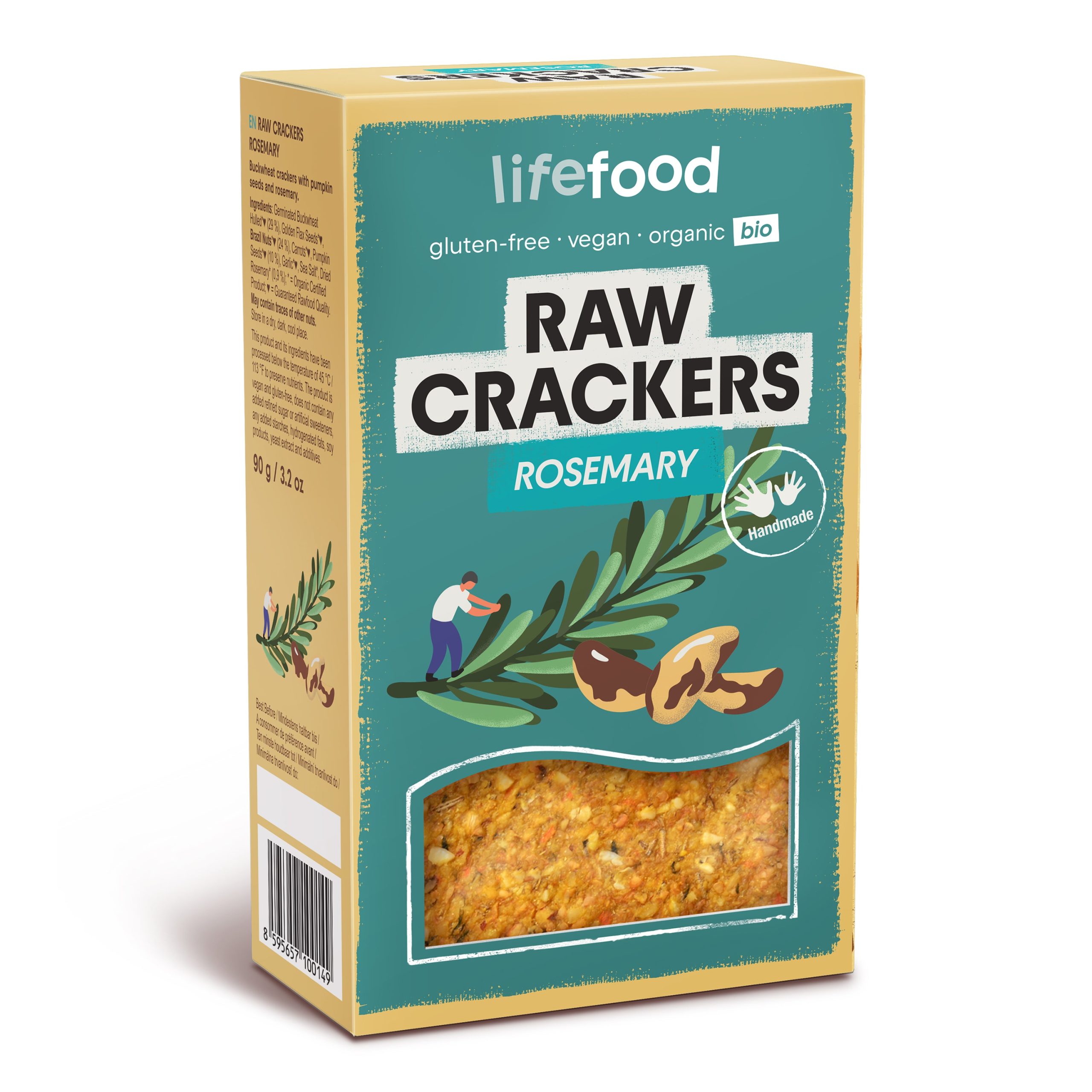 Lifefood Life Crackers rozmarýnové RAW BIO (90 g) - bez mouky