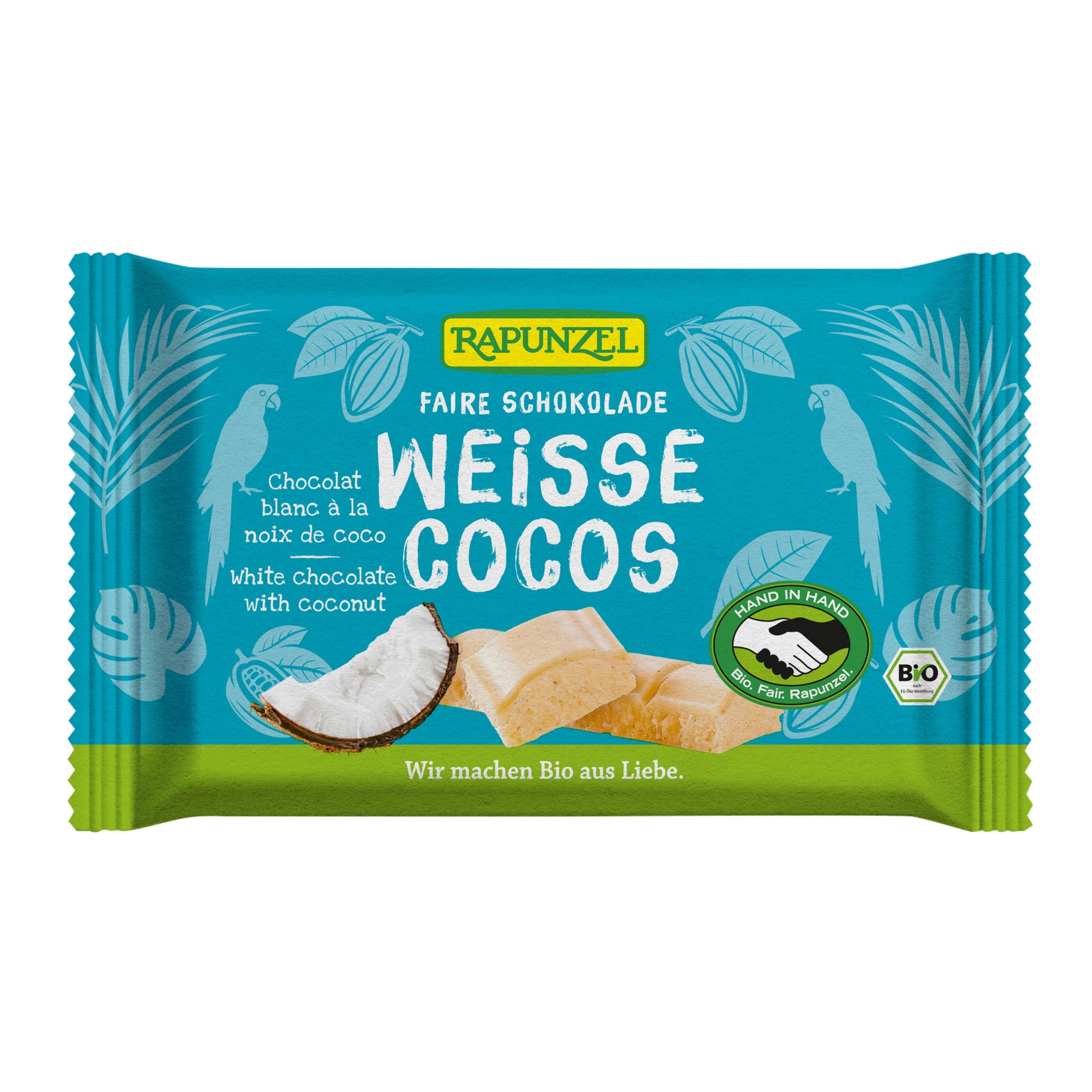 Rapunzel Čokoláda bílá s kokosem BIO (100 g) - maximální jemnost se špetkou exotiky Rapunzel