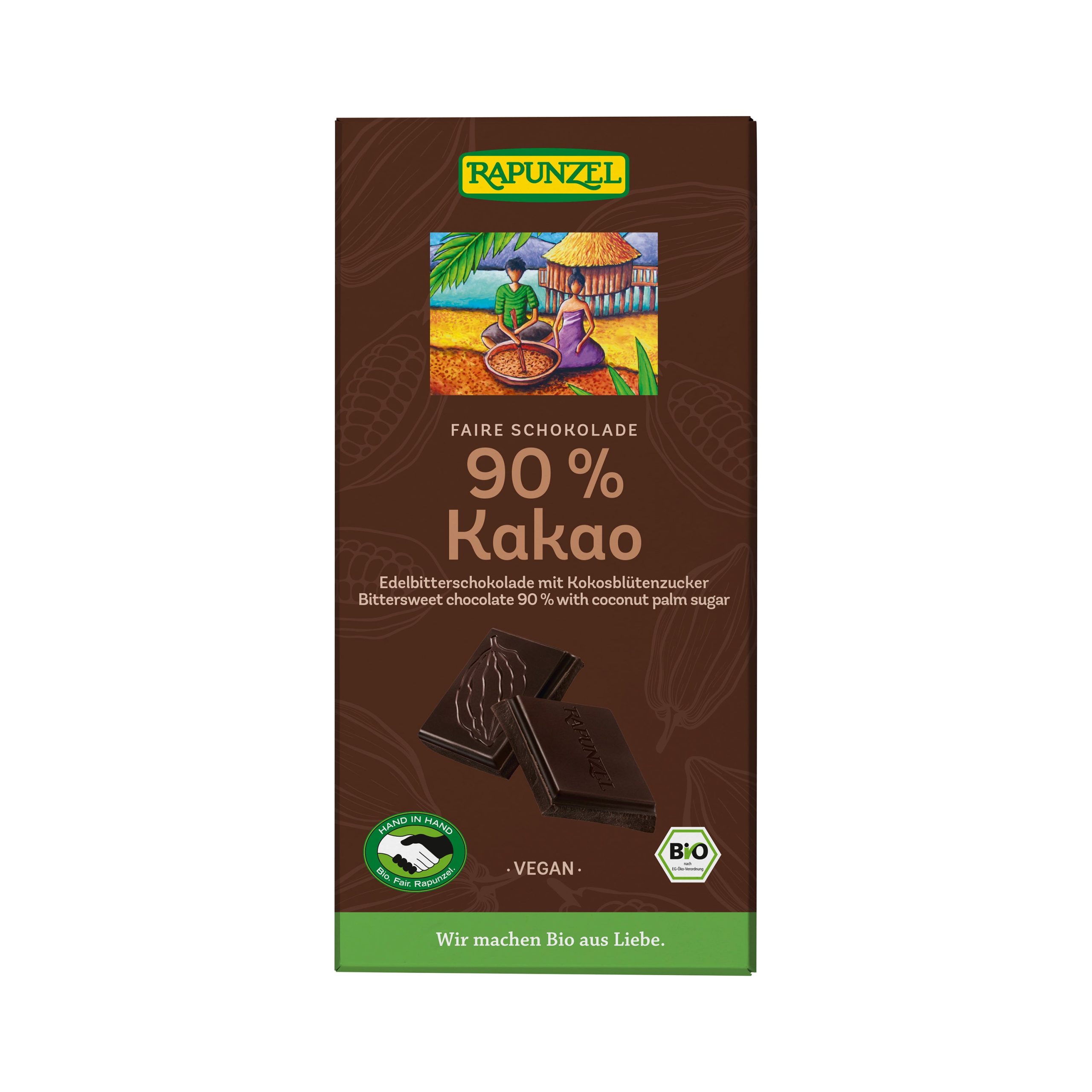 Rapunzel Čokoláda hořká 90 % s kokosovým cukrem BIO (80 g) - pro skutečné fajnšmekry hořké čokolády Rapunzel
