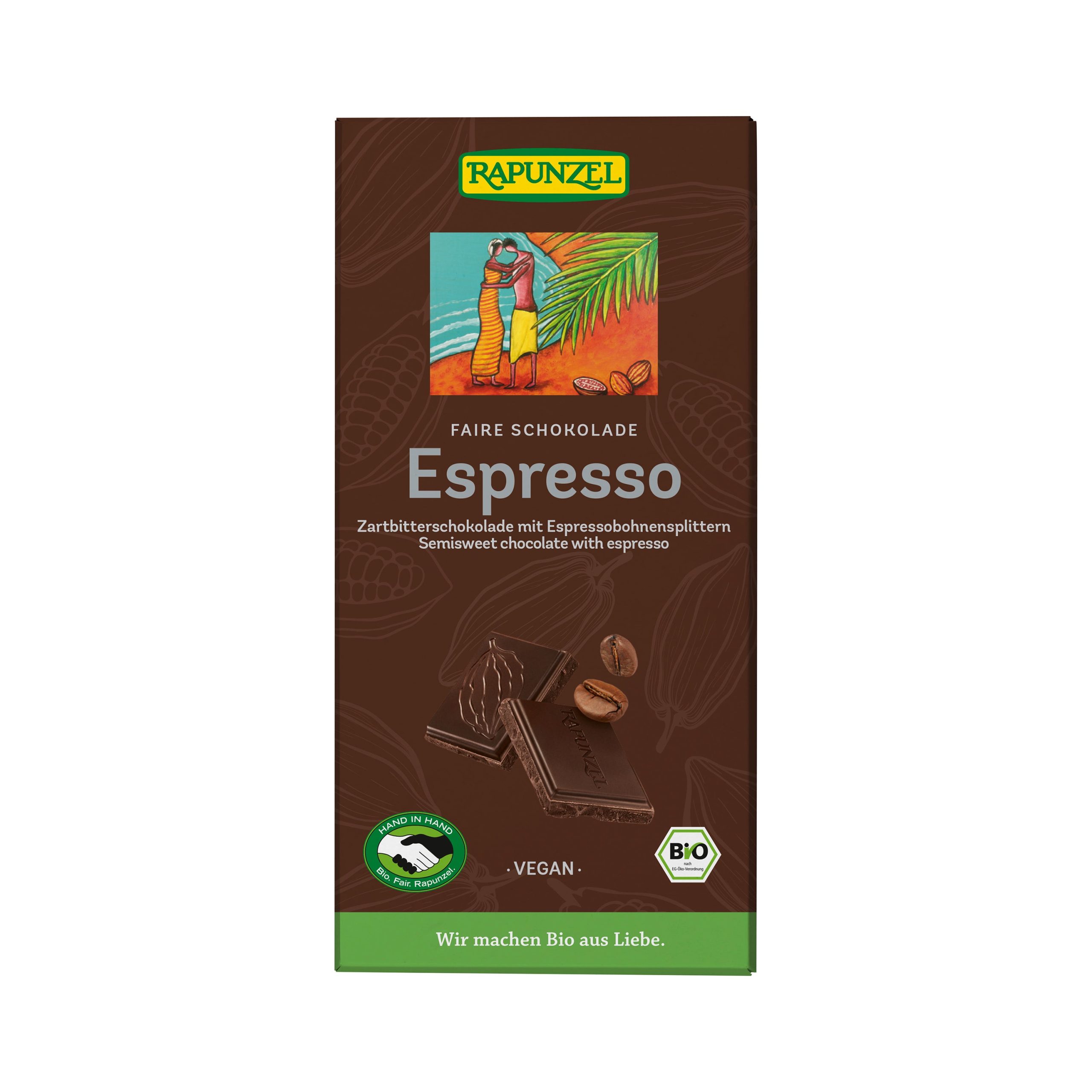 Rapunzel Čokoláda hořká espresso BIO (80 g) - jemná hořkost s namletými kávovými boby Rapunzel