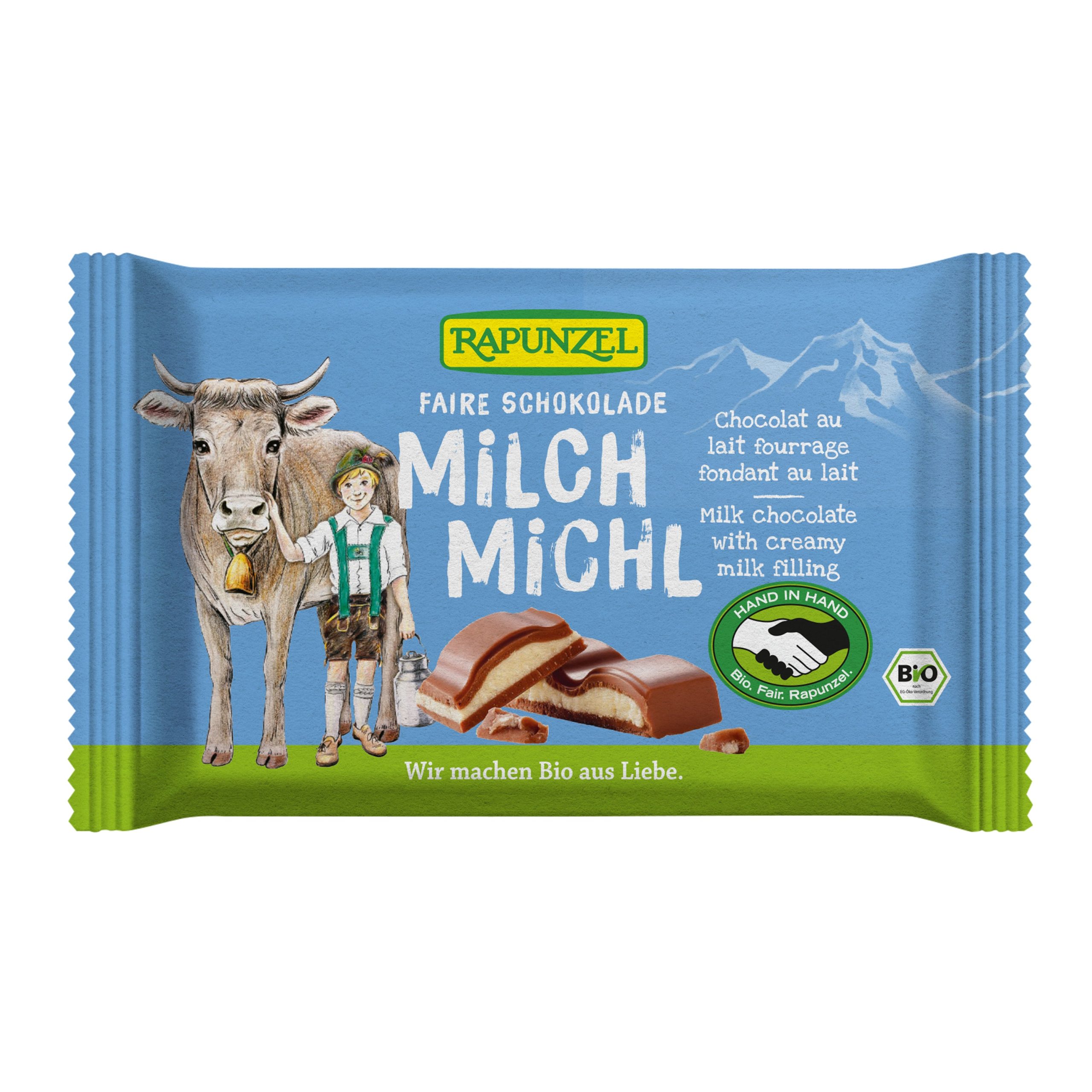 Rapunzel Čokoláda mléčná s mléčnou náplní BIO (100 g) - s bohatou porcí mléčné náplně Rapunzel