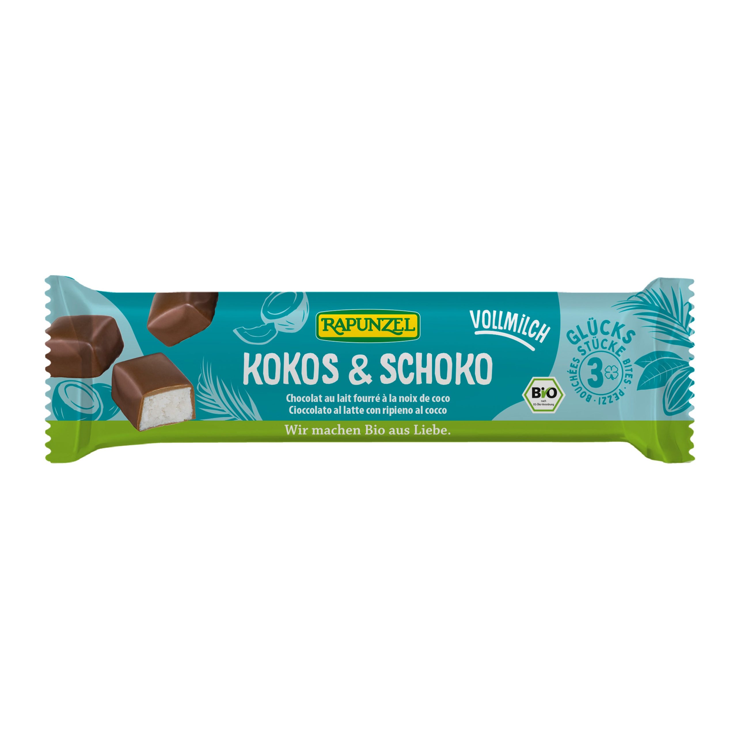 Rapunzel Kokos v mléčné čokoládě BIO (50 g) - chvíle exotiky obalená mléčnou čokoládou Rapunzel