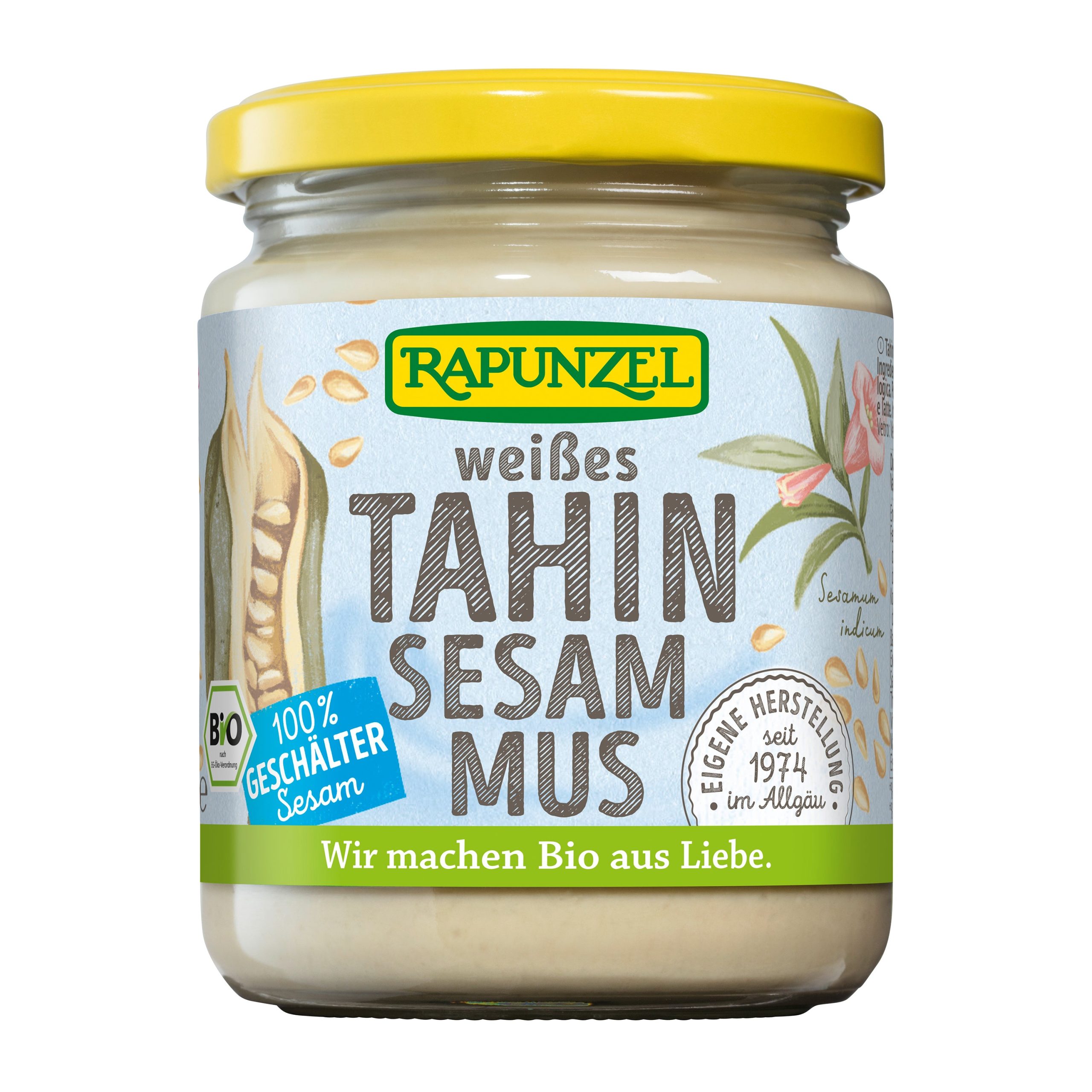 Rapunzel Tahini bílé sezamová pasta 100 % BIO (250 g) - pro dochucení sladkých i slaných jídel Rapunzel